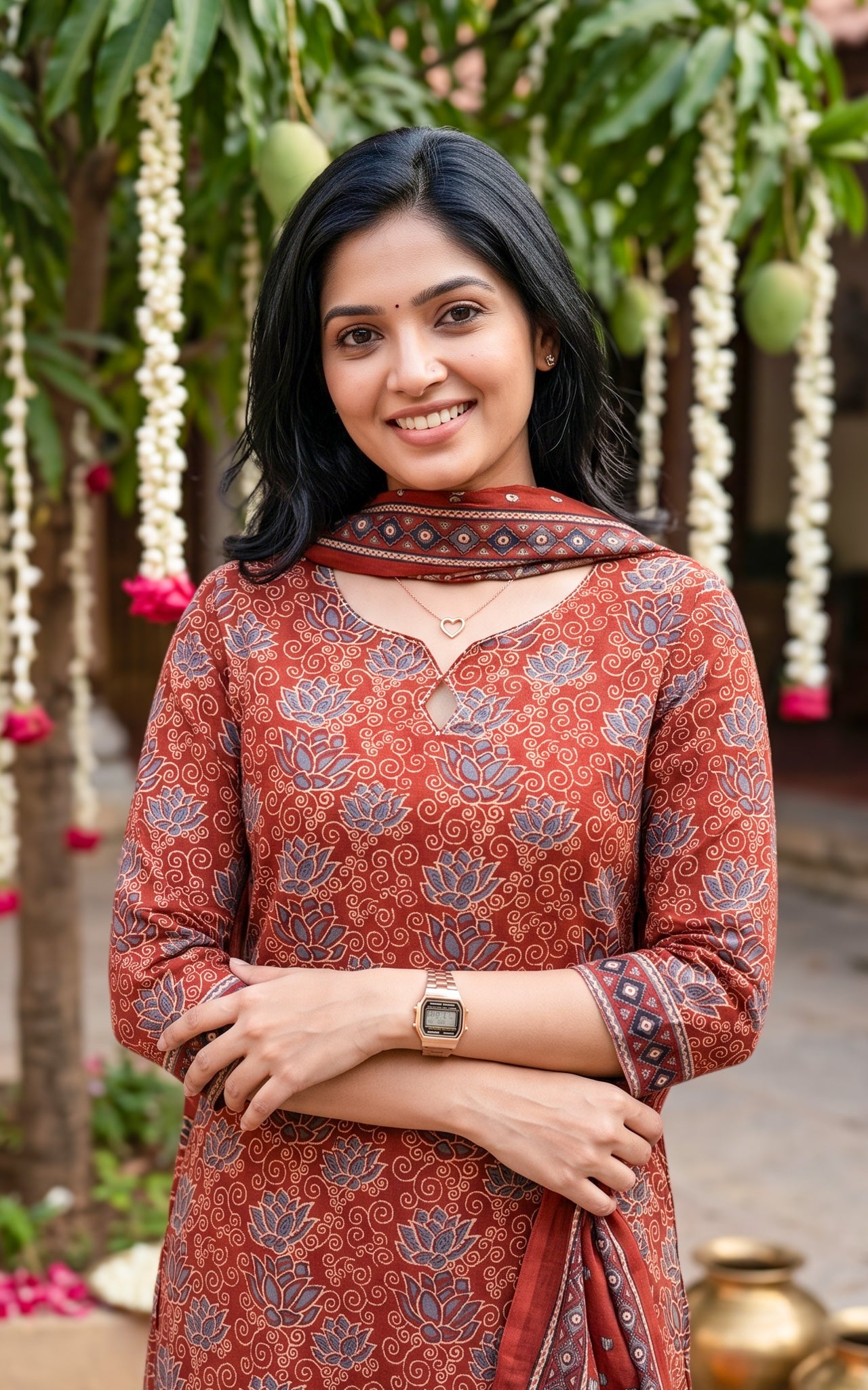 Nethra Maroon (Kurti+Dupatta)