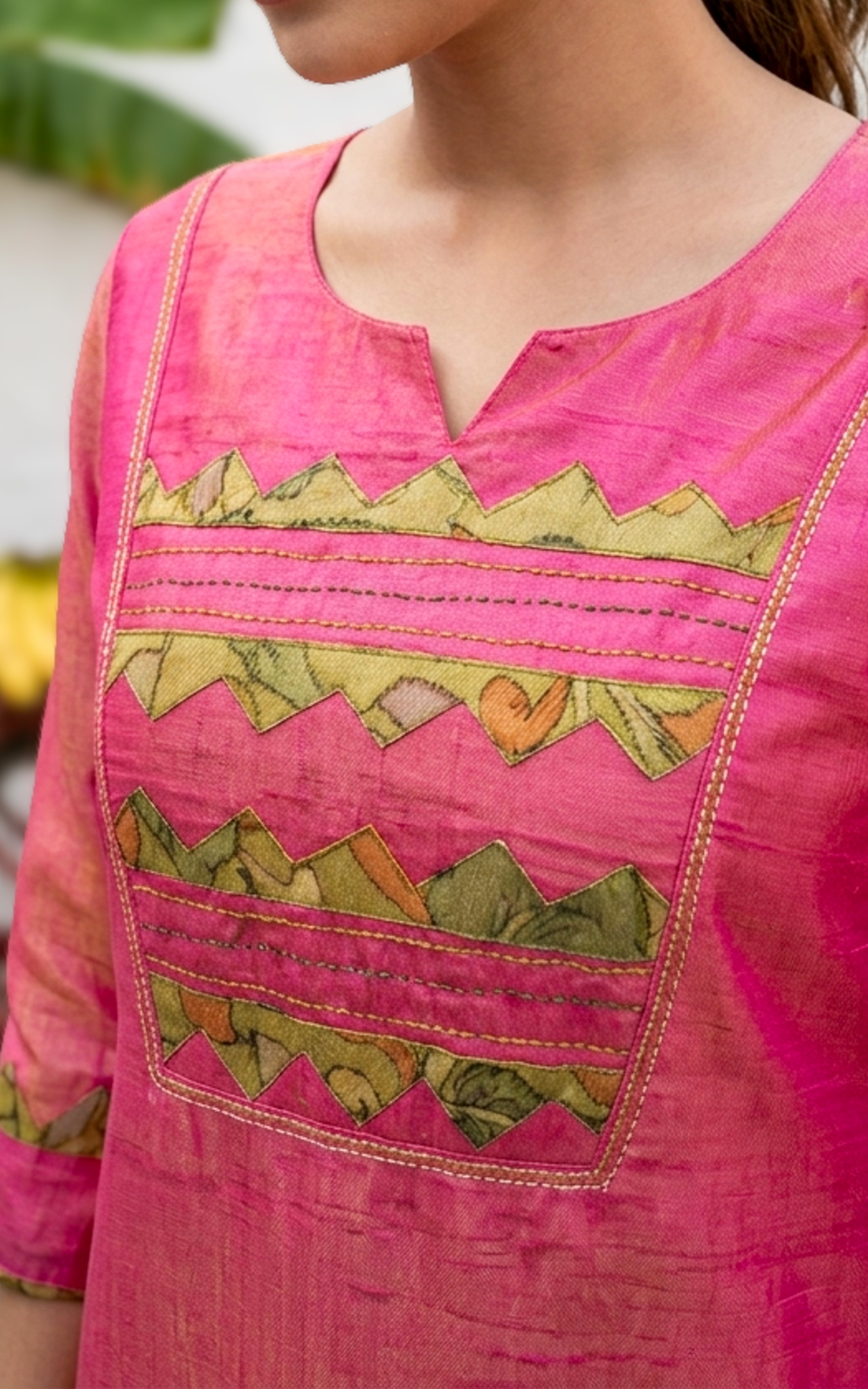Stylish Dual Shade Pink Art Silk Kurti For Women
