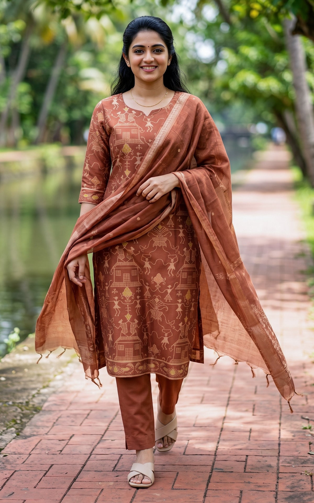 Farhana Copper (Kurti+Pant+Dupatta)