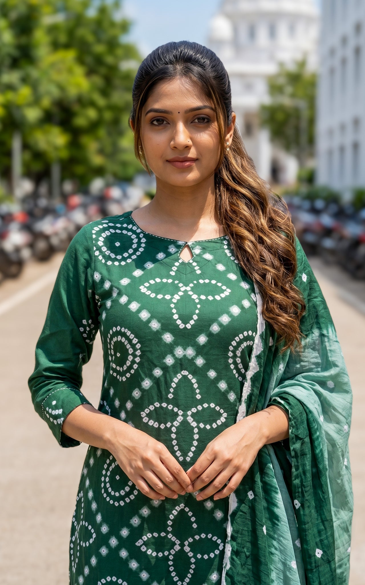 Rithushka Green (Kurti+Pant+Dupatta)