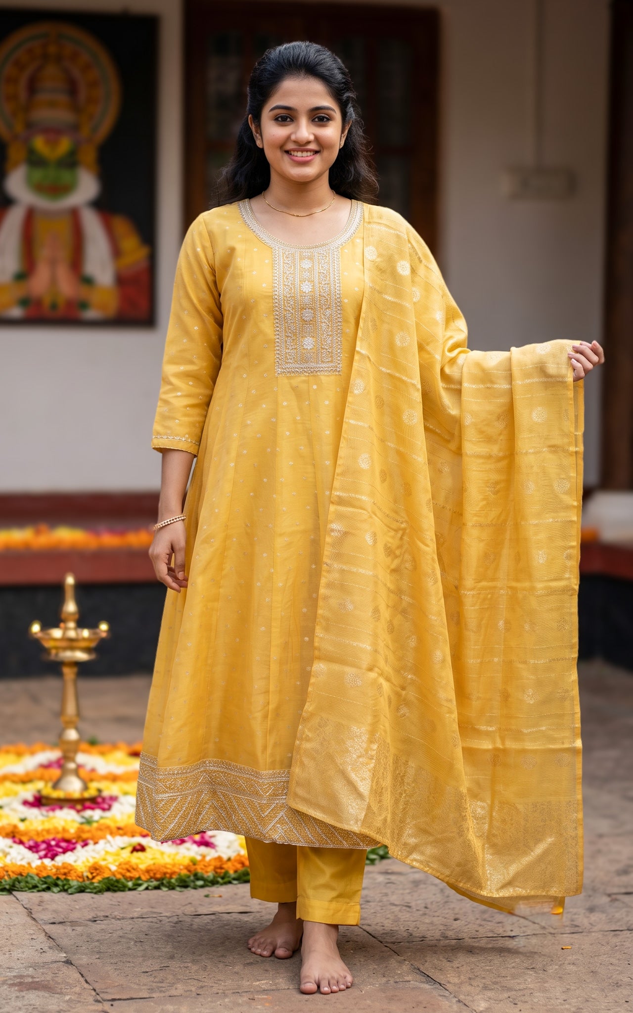 Haritham Yellow (Kurti+Pant+Dupatta)