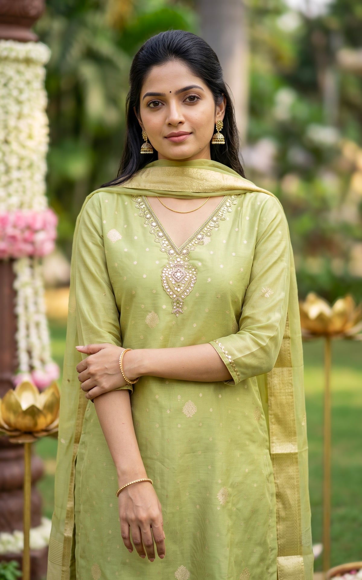 Aarthika Pista Green (Kurti+Pant+Dupatta)