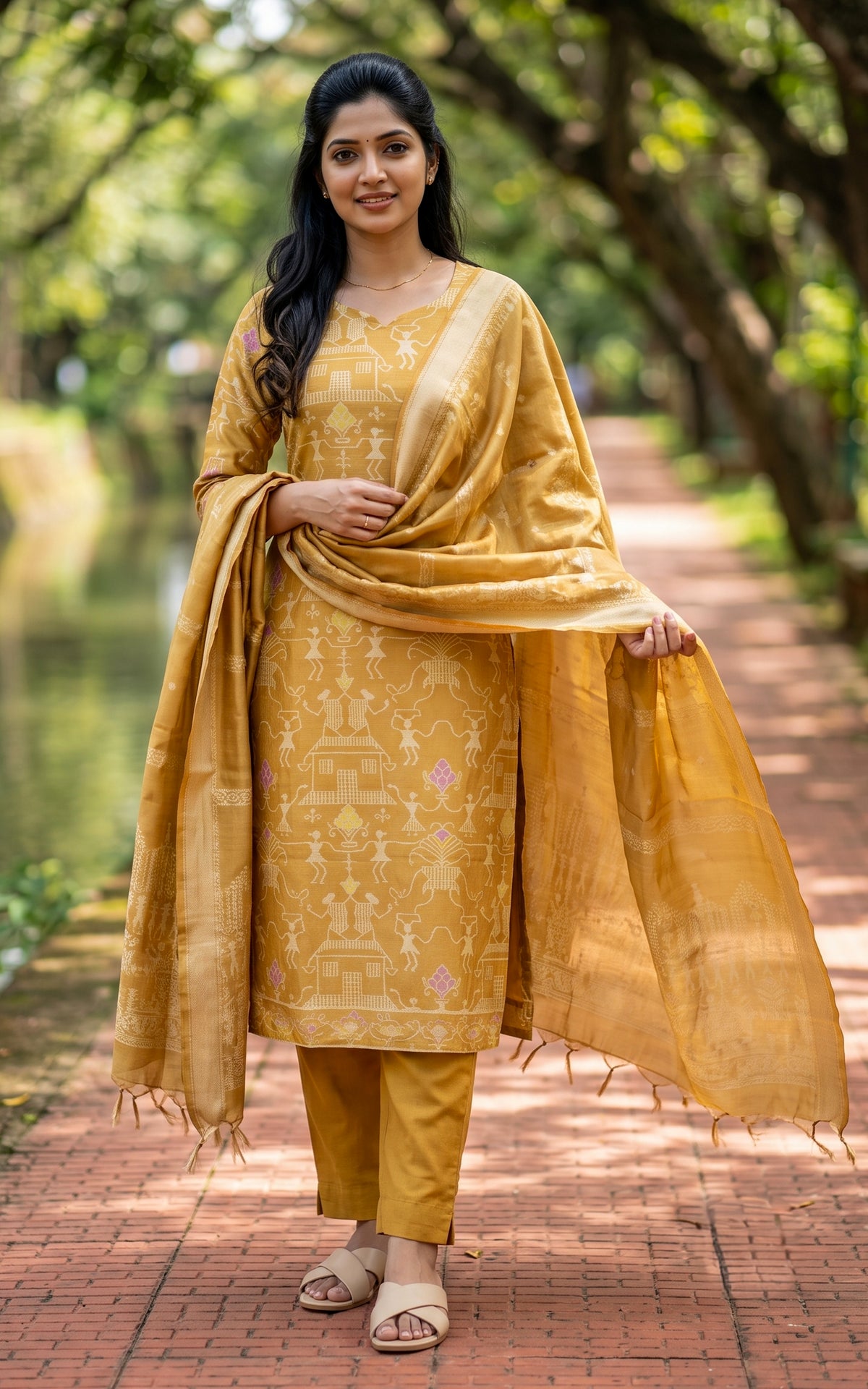 Farhana Gold (Kurti+Pant+Dupatta)