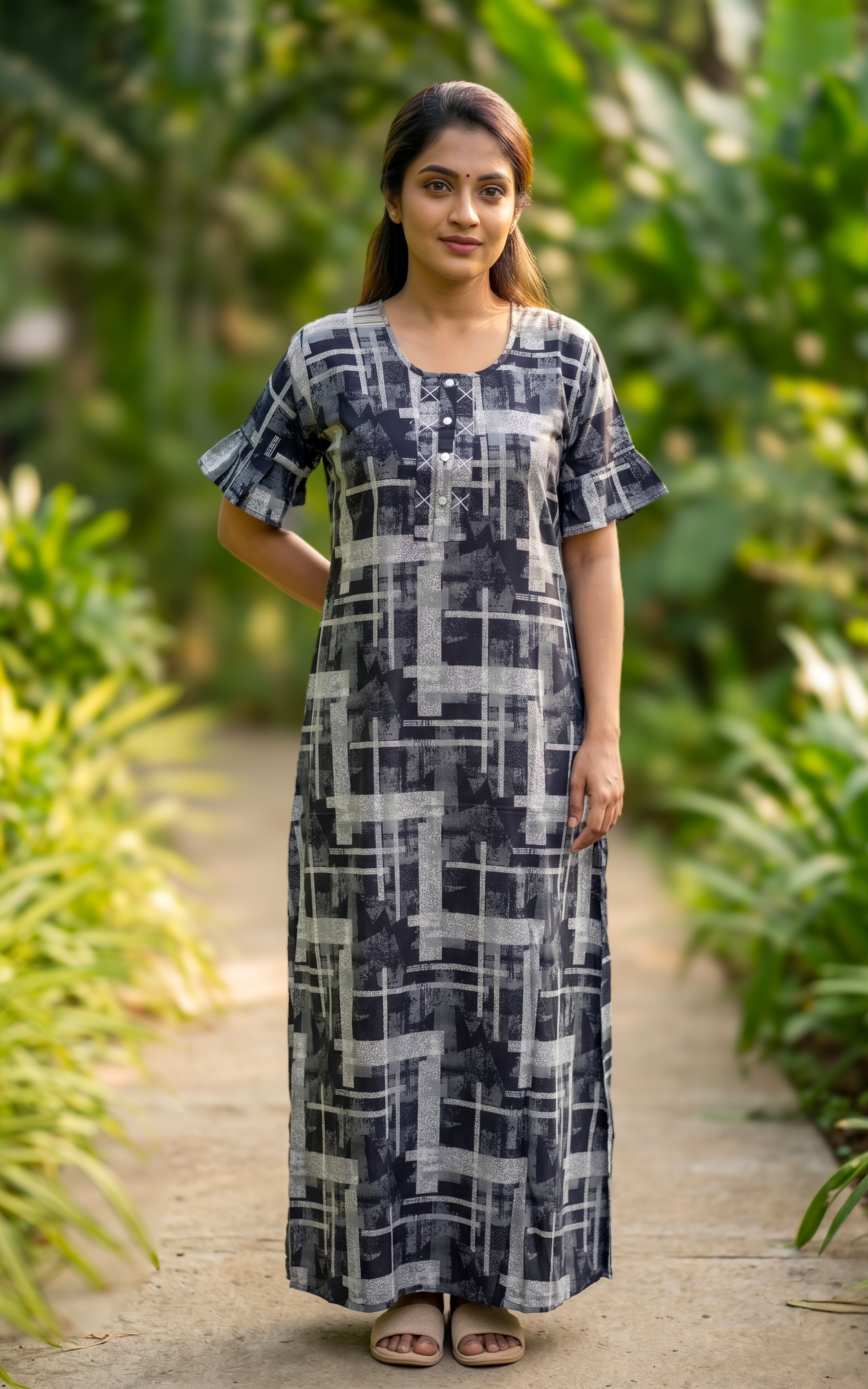 Cotton Straight Fit Nighty-160SS9