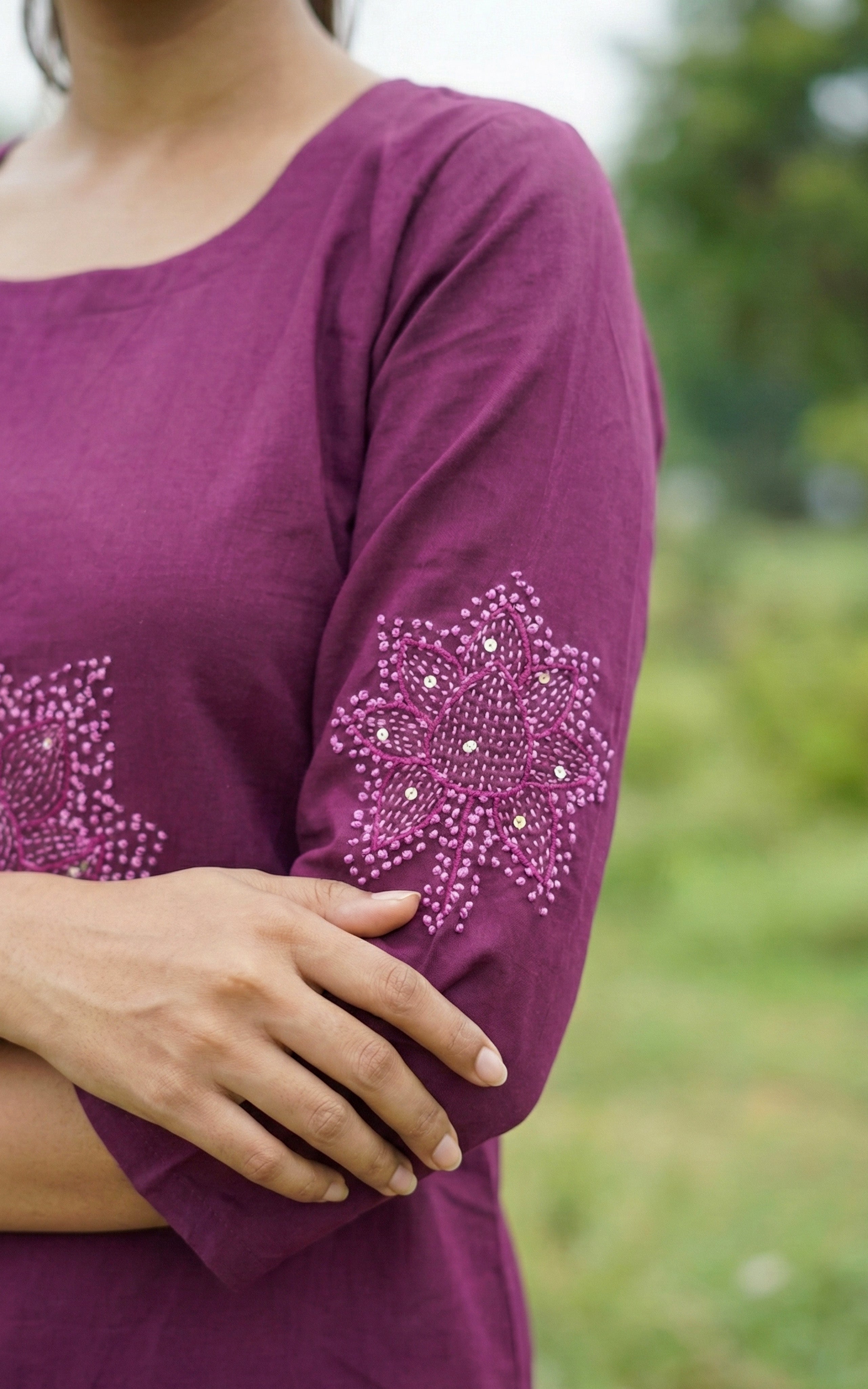 Violet straight cut kurti sets