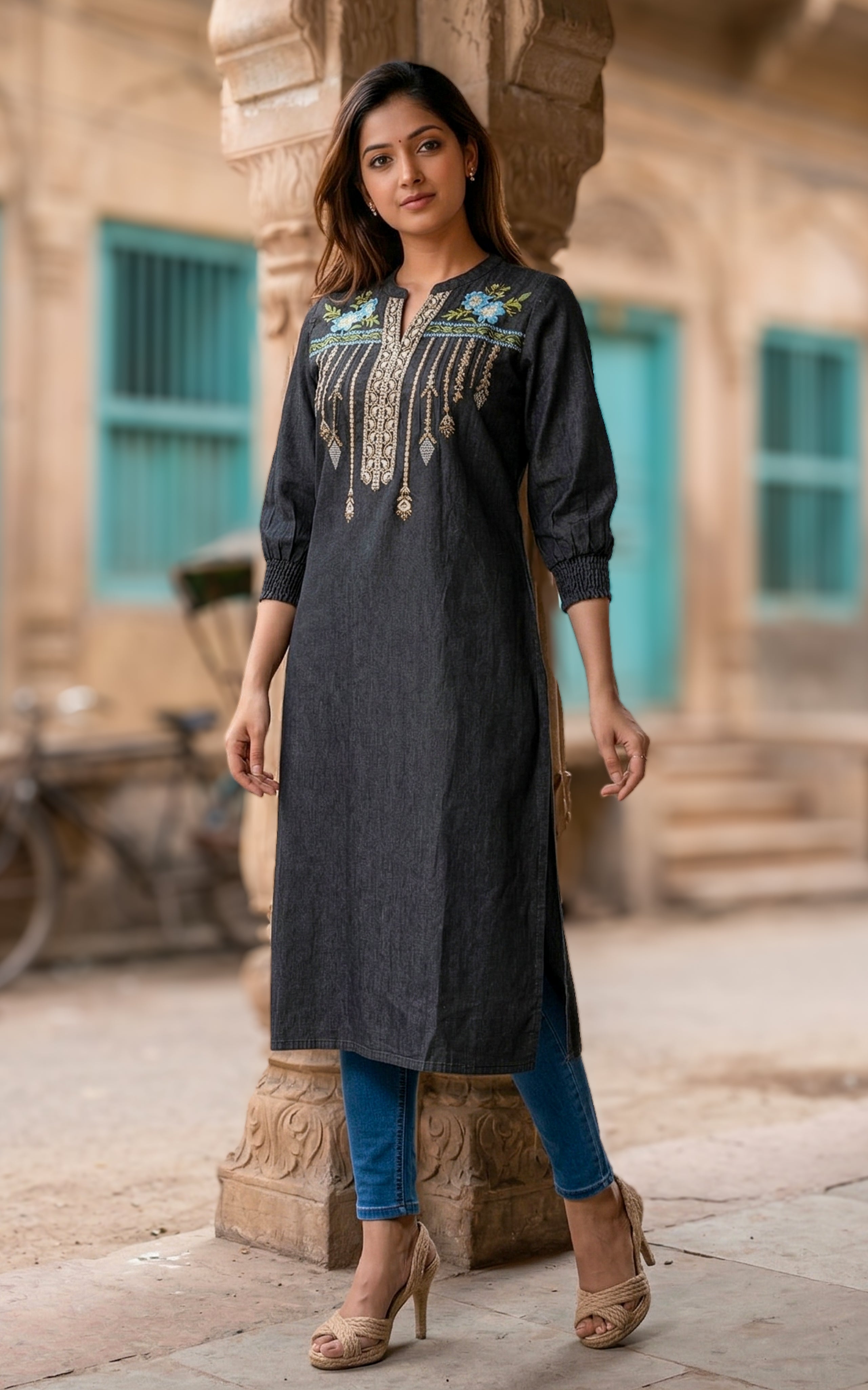 Straight Cut Kurti with Side Slit 
