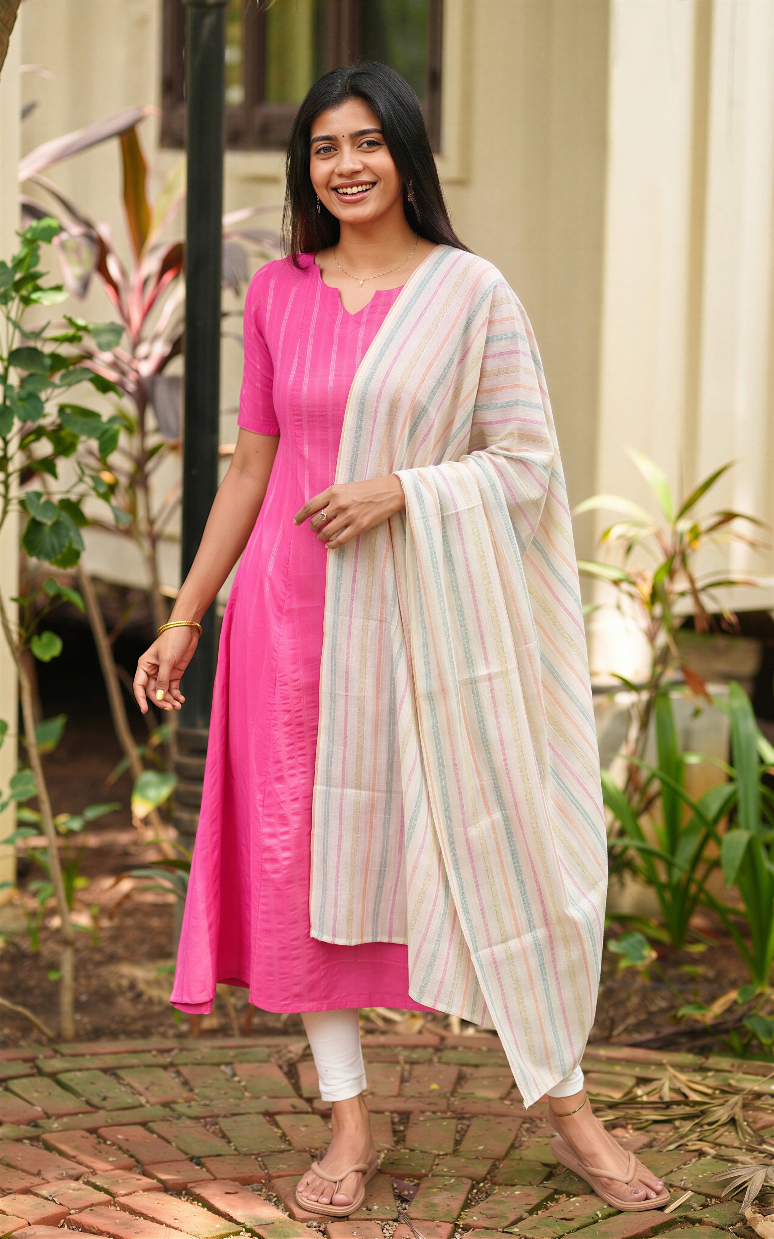 Magizharasi Pink (Kurti+Dupatta)