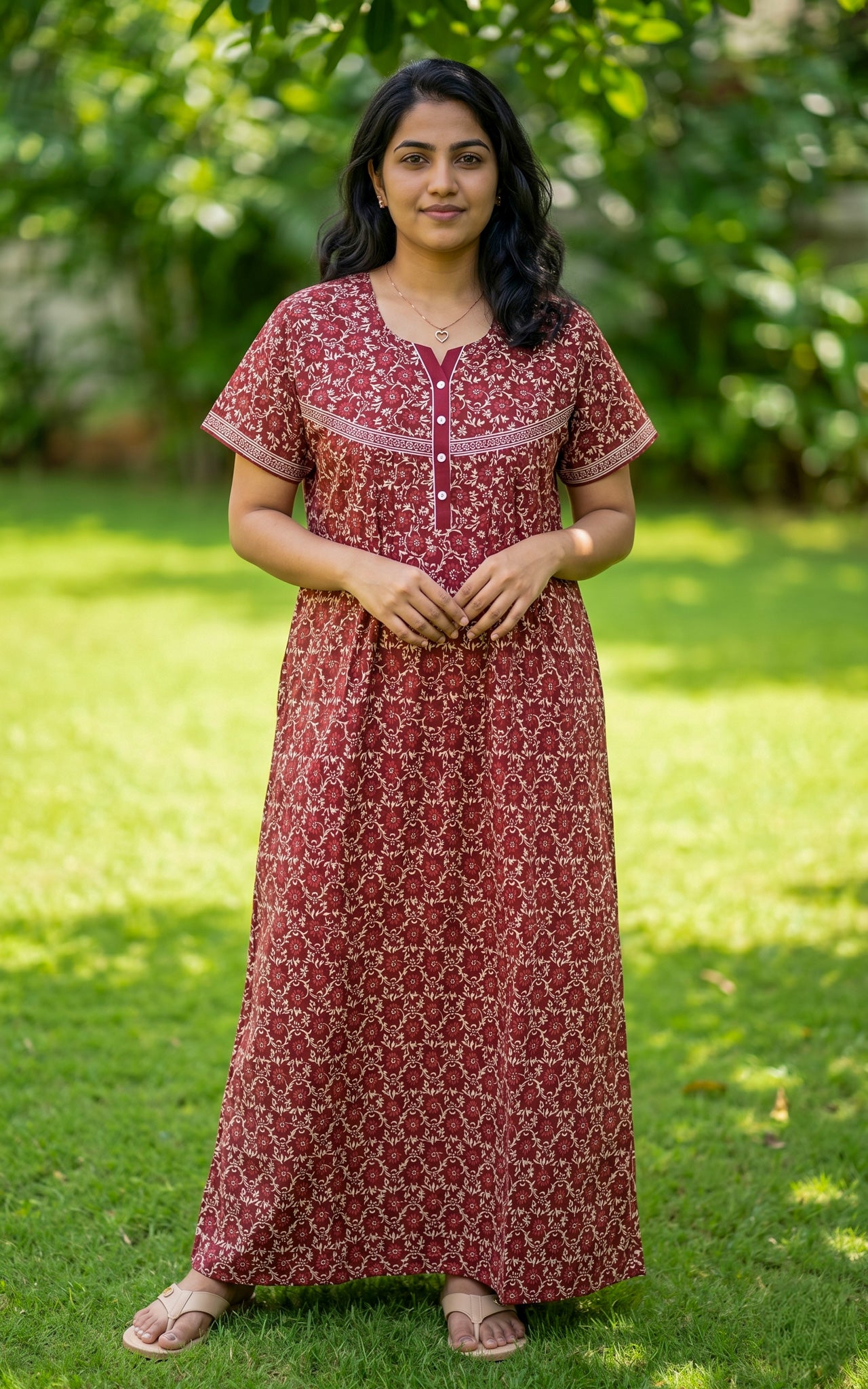 Cotton Straight Fit Nighty-162SS8B