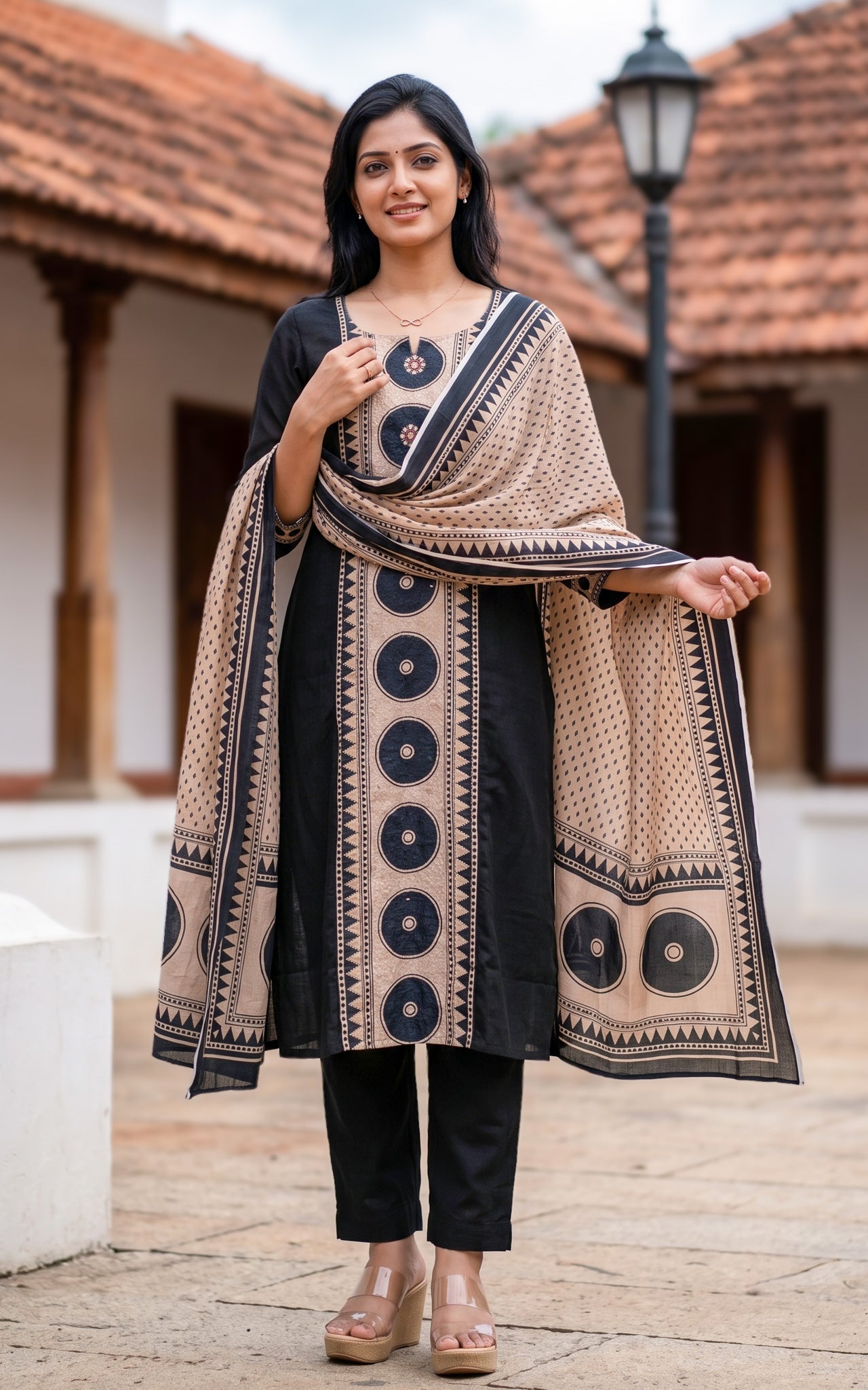 Black Art Silk Blend Office Wear Kurti Set for Women