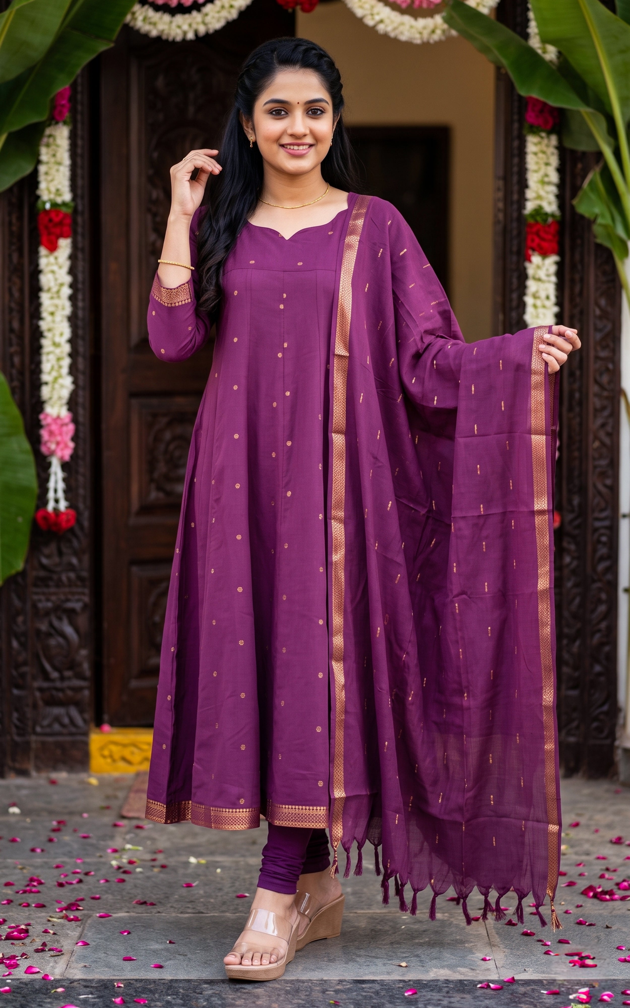 Hamsaveni Plum (Kurti+Dupatta)