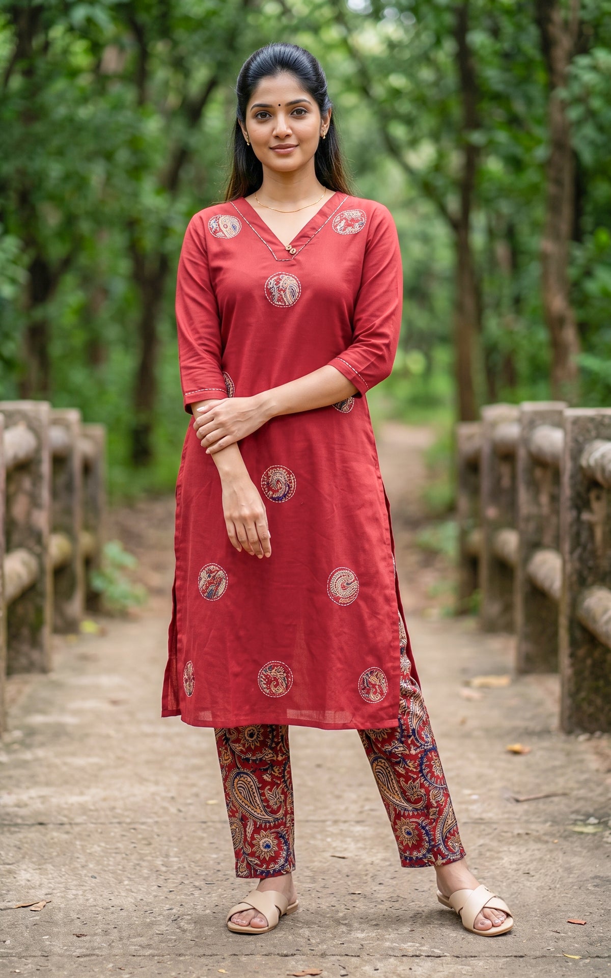 Harshini Maroon (Kurti+Pant)