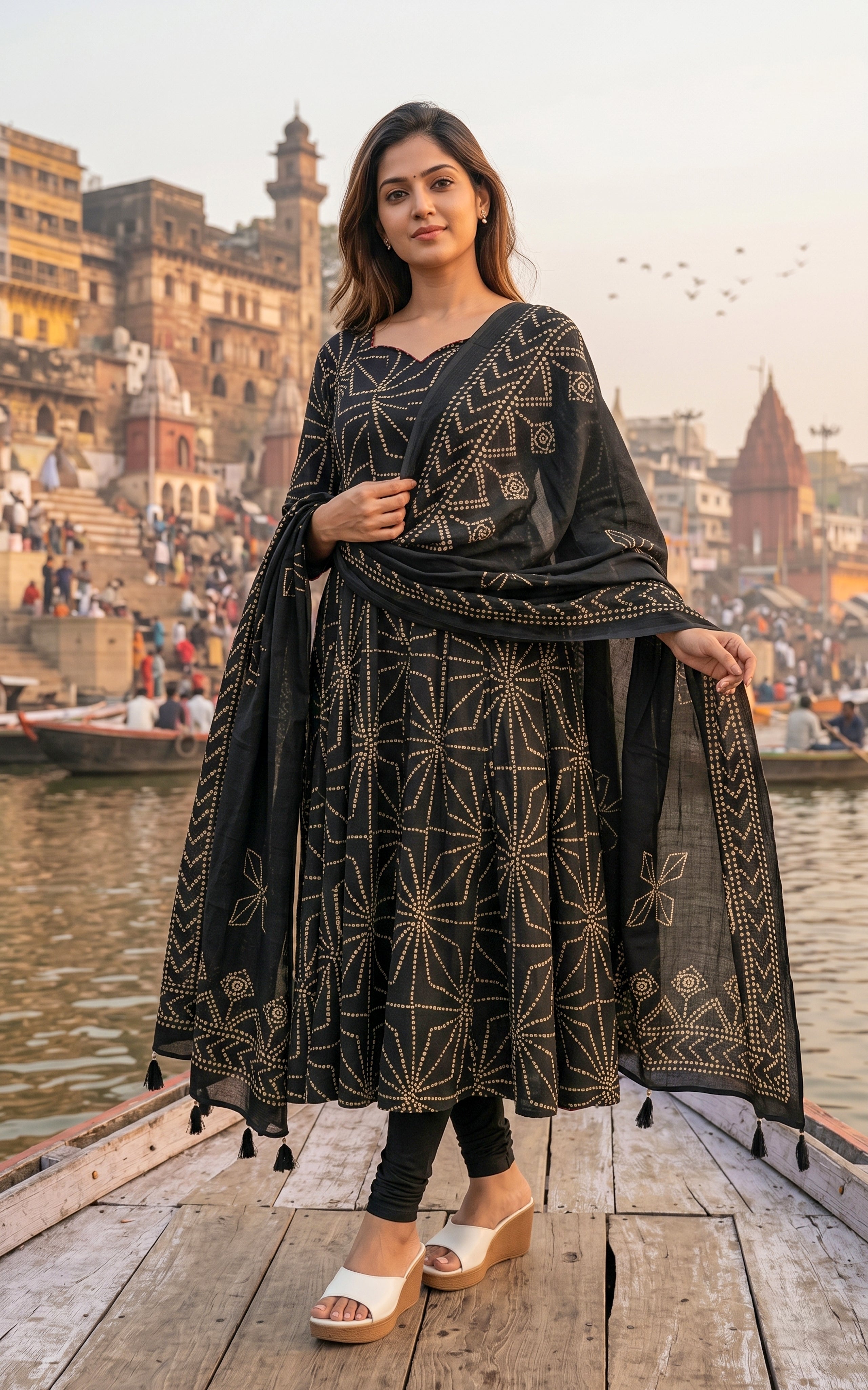 Jerisha Black (Kurti+Dupatta)