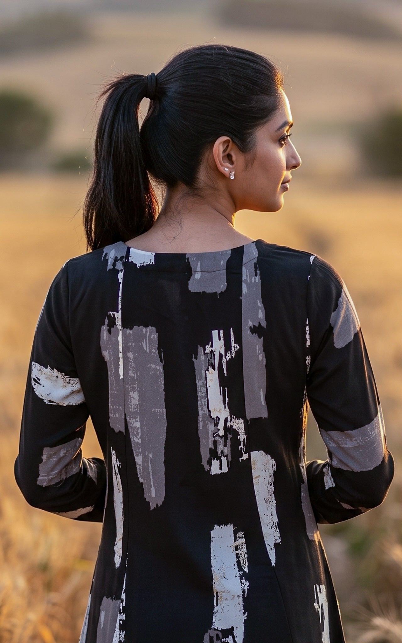 Black Rayon Ethnic Wear Kurti for Women