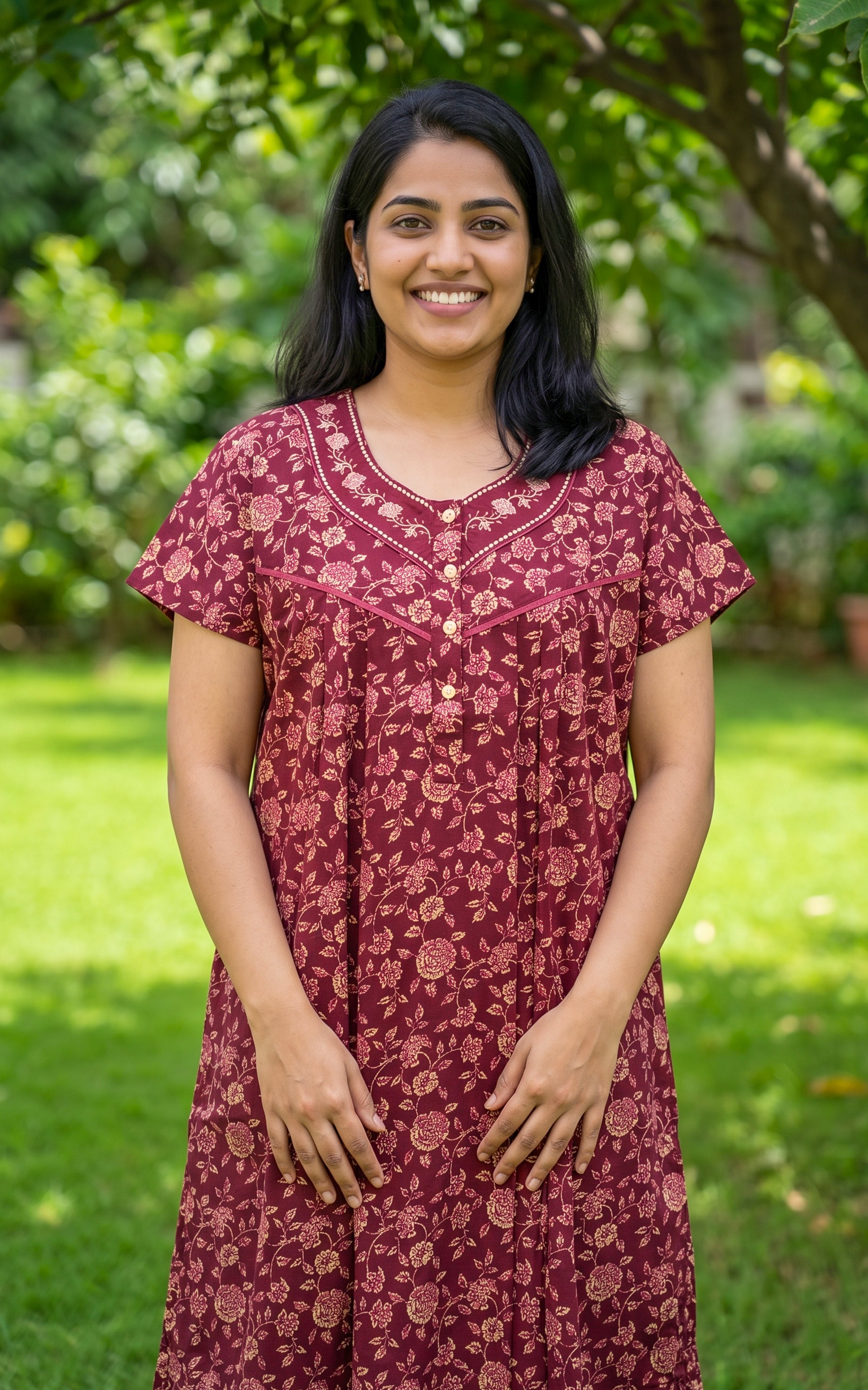 Cotton Straight Fit Nighty-164SS5B