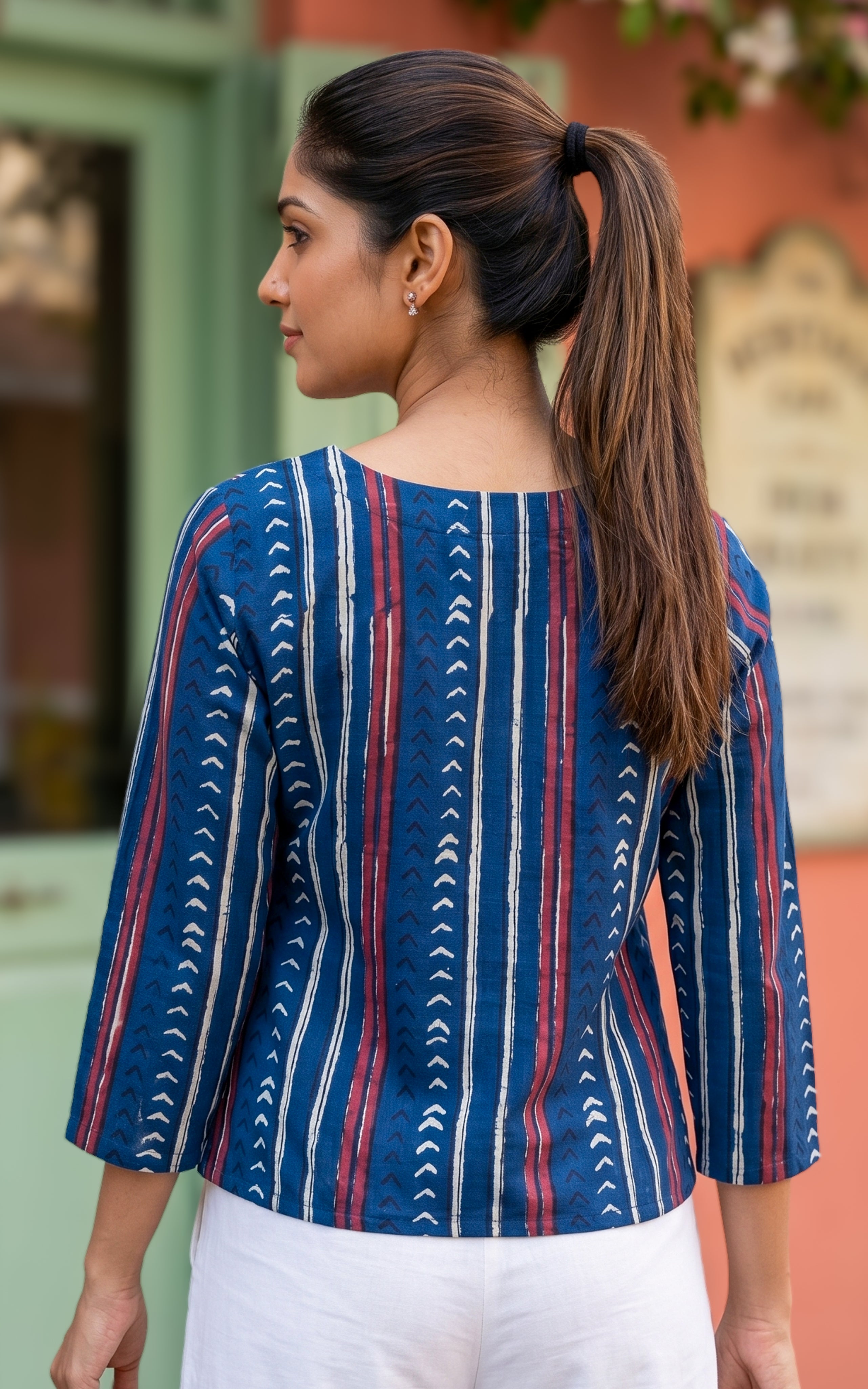 Indigo dyed casual short kurti for women