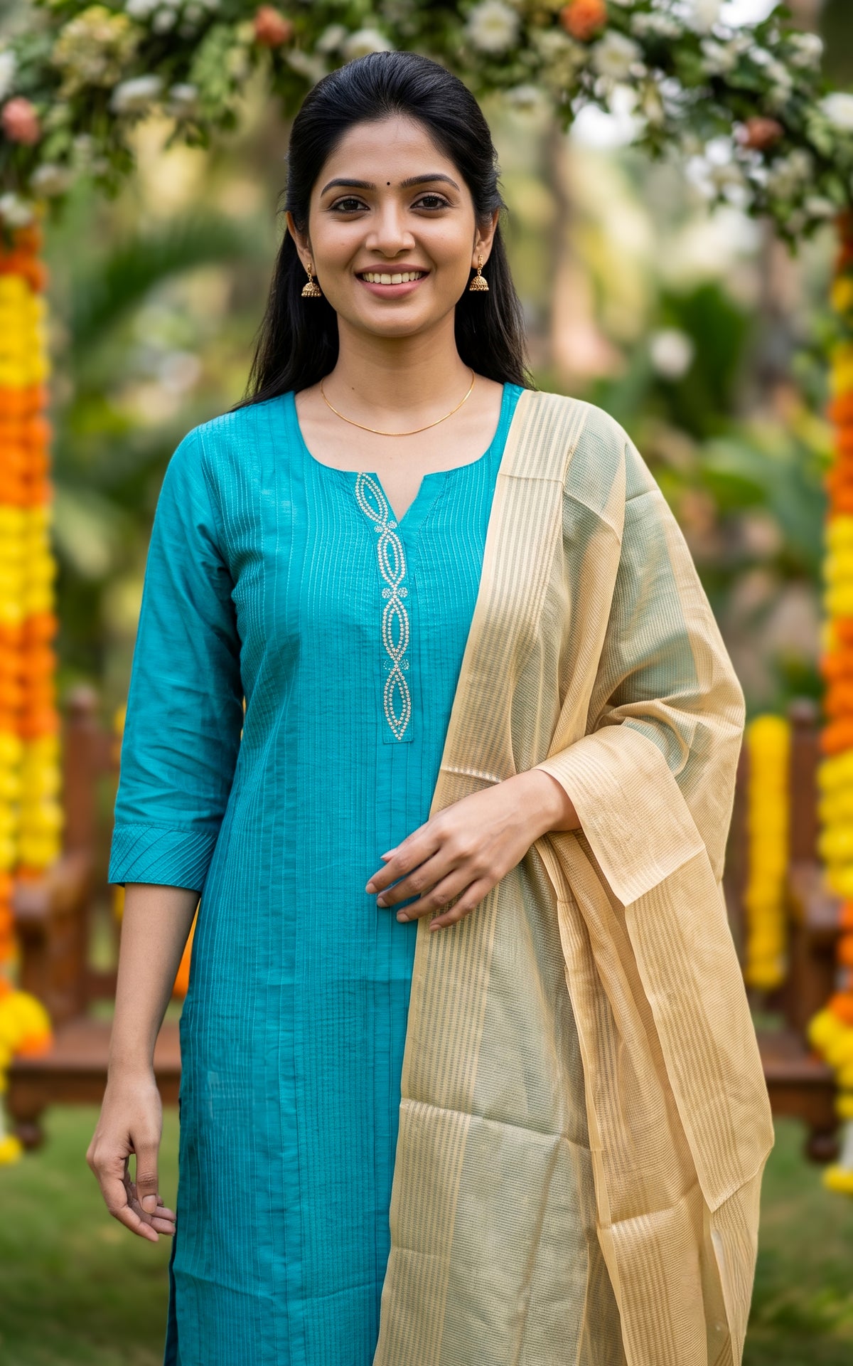 Delisha Blue (Kurti+Dupatta)