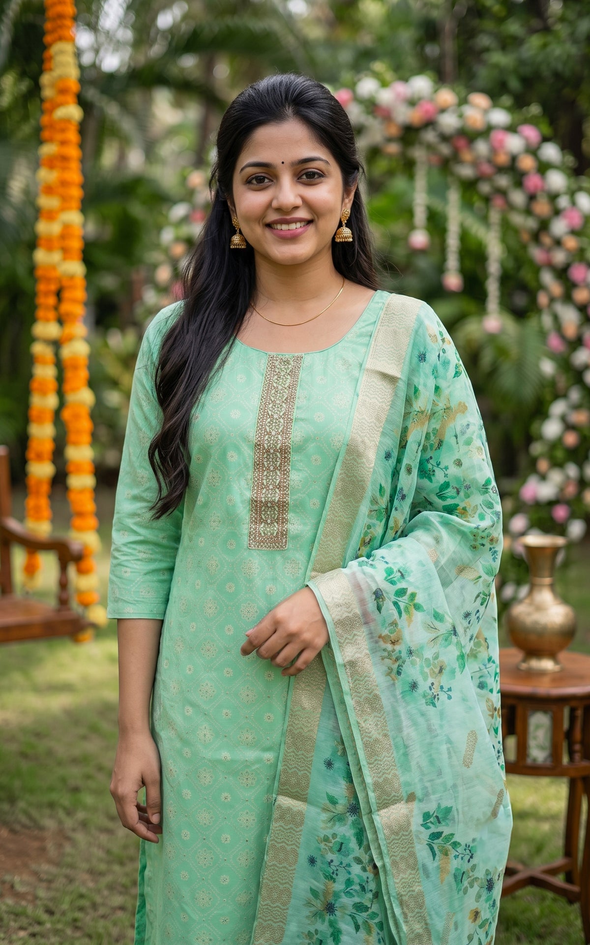 Malarnisha Mint Green (Kurti+Pant+Dupatta)