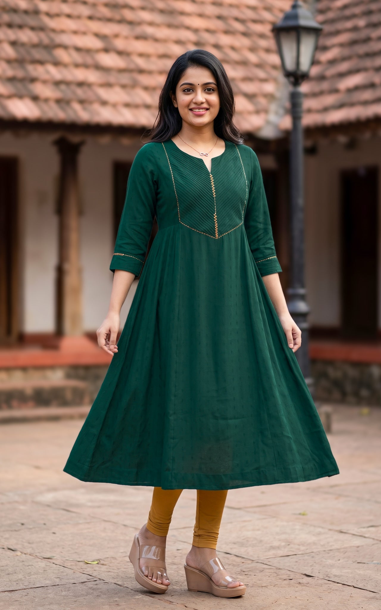 Green Elegant Anarkali Kurti for Women