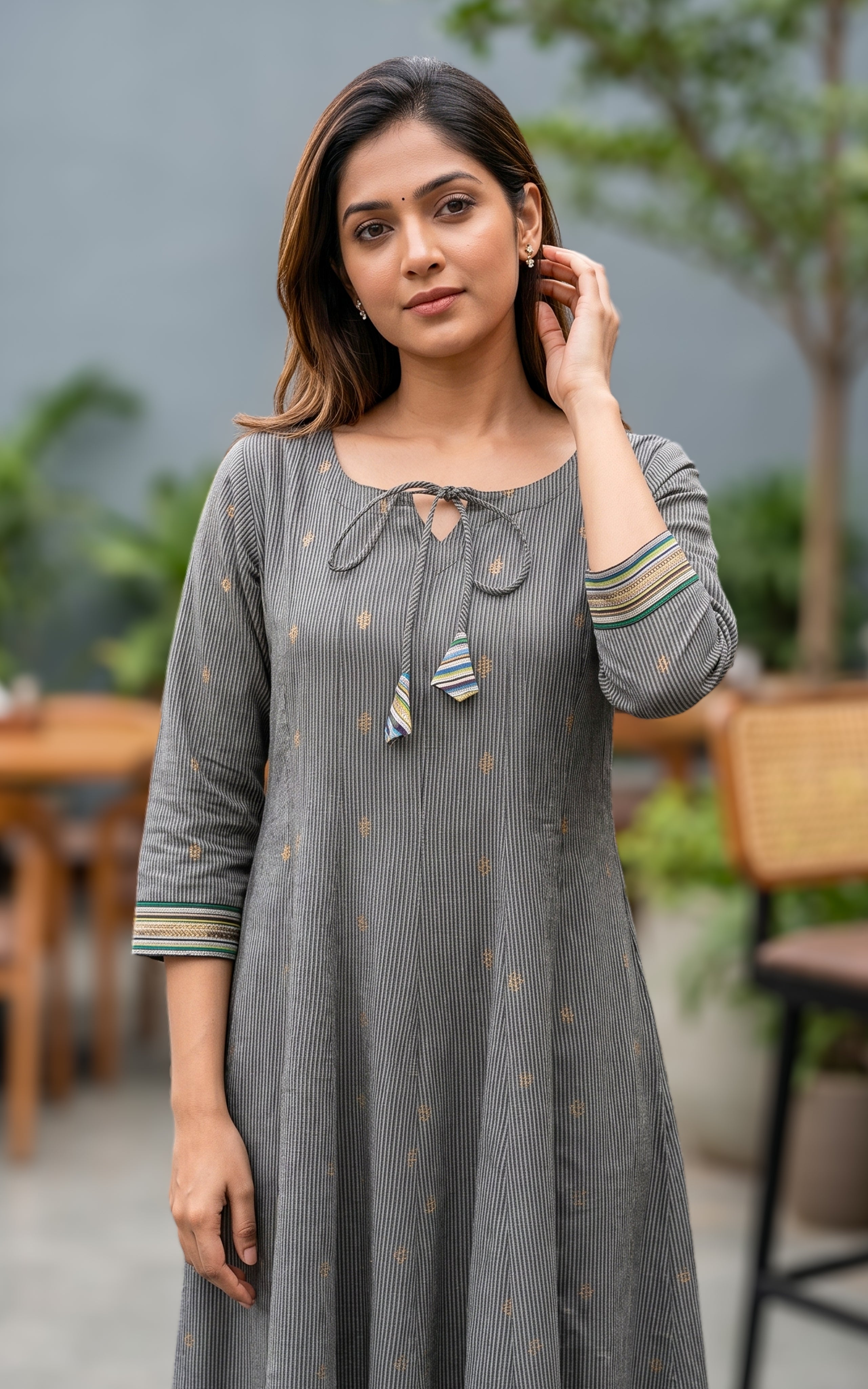 zari butta design flared kurti