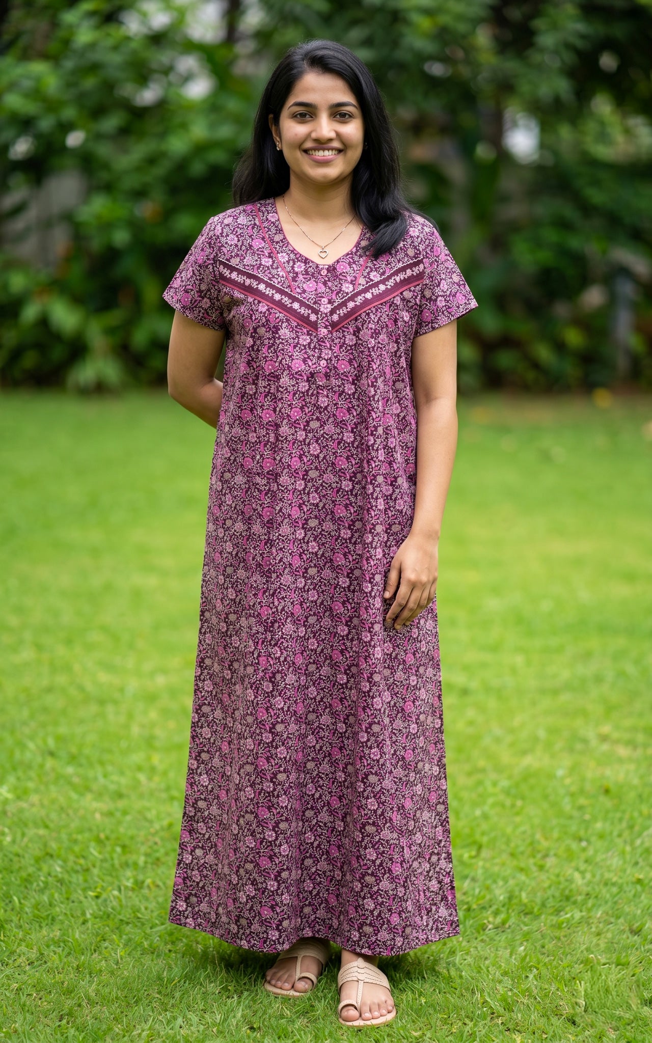 Cotton Straight Fit Nighty-162SS14B