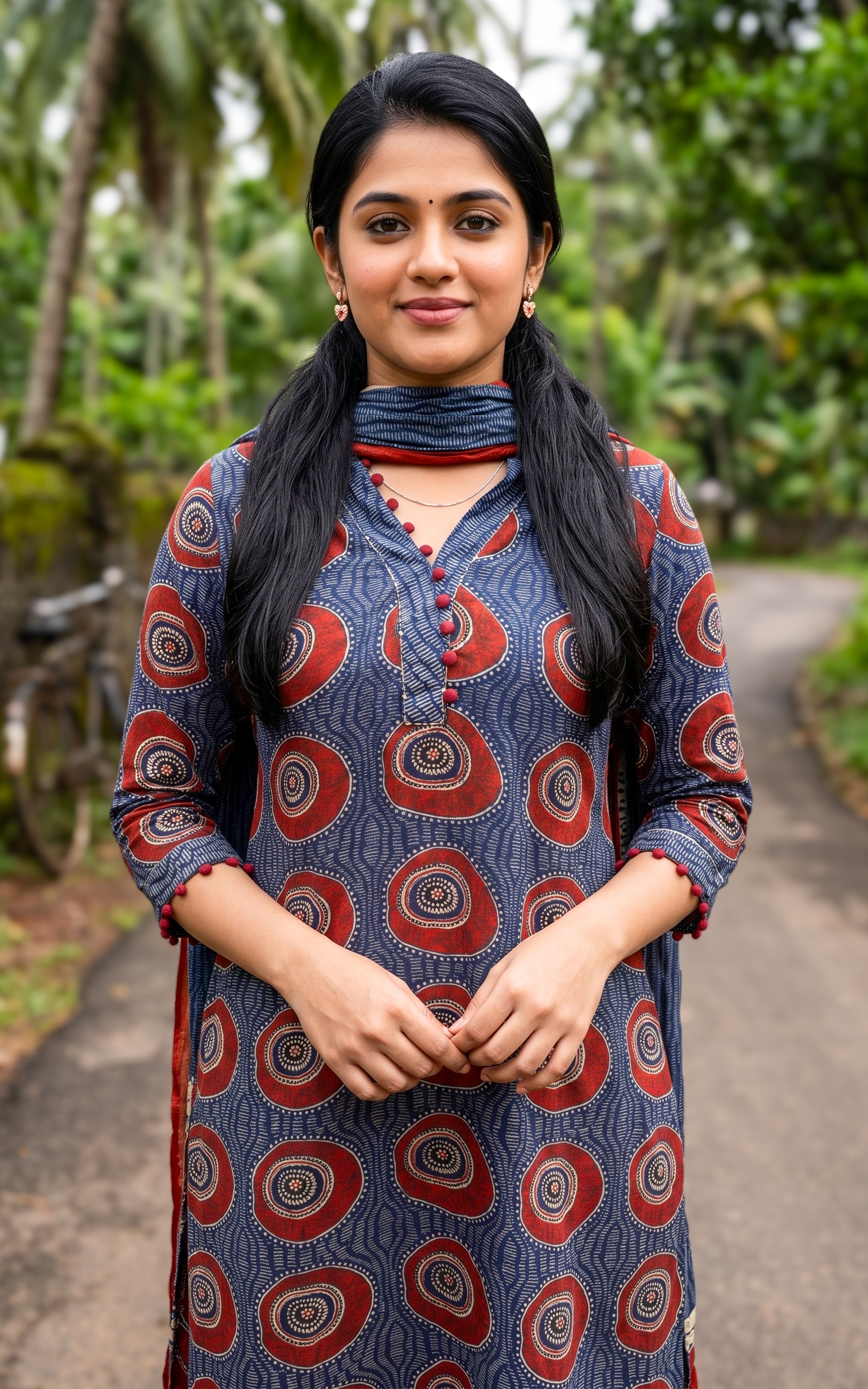 Blue Cotton Casual Wear Kurti Set for Women