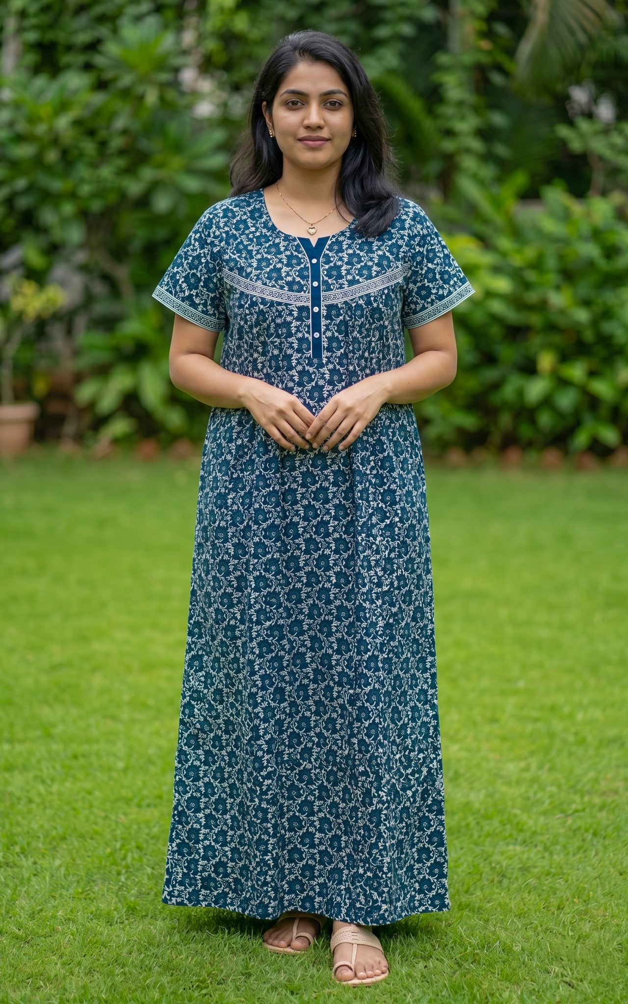 Cotton Straight Fit Nighty-162SS8A