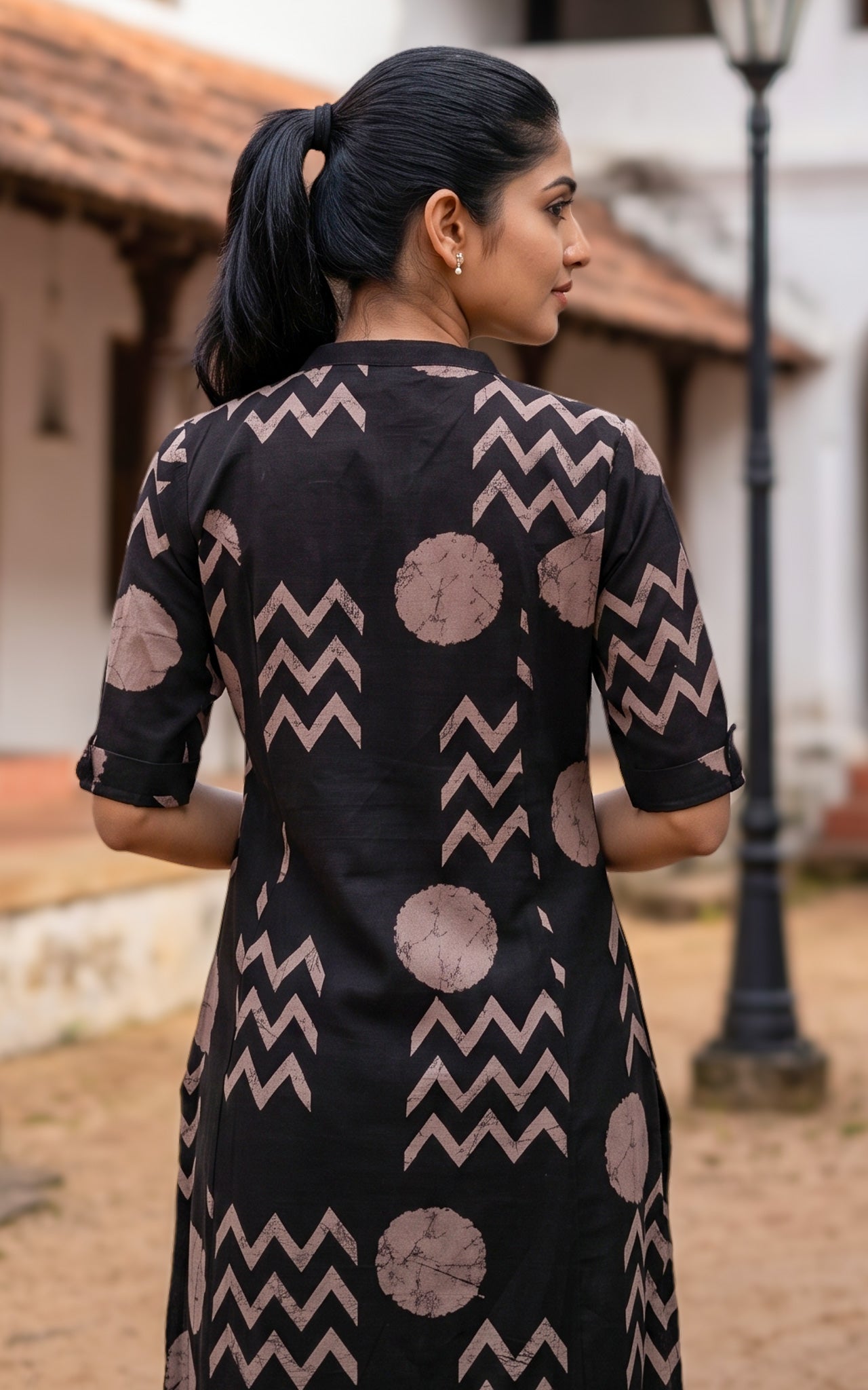 Black Cotton Flex Kurti Set for Women