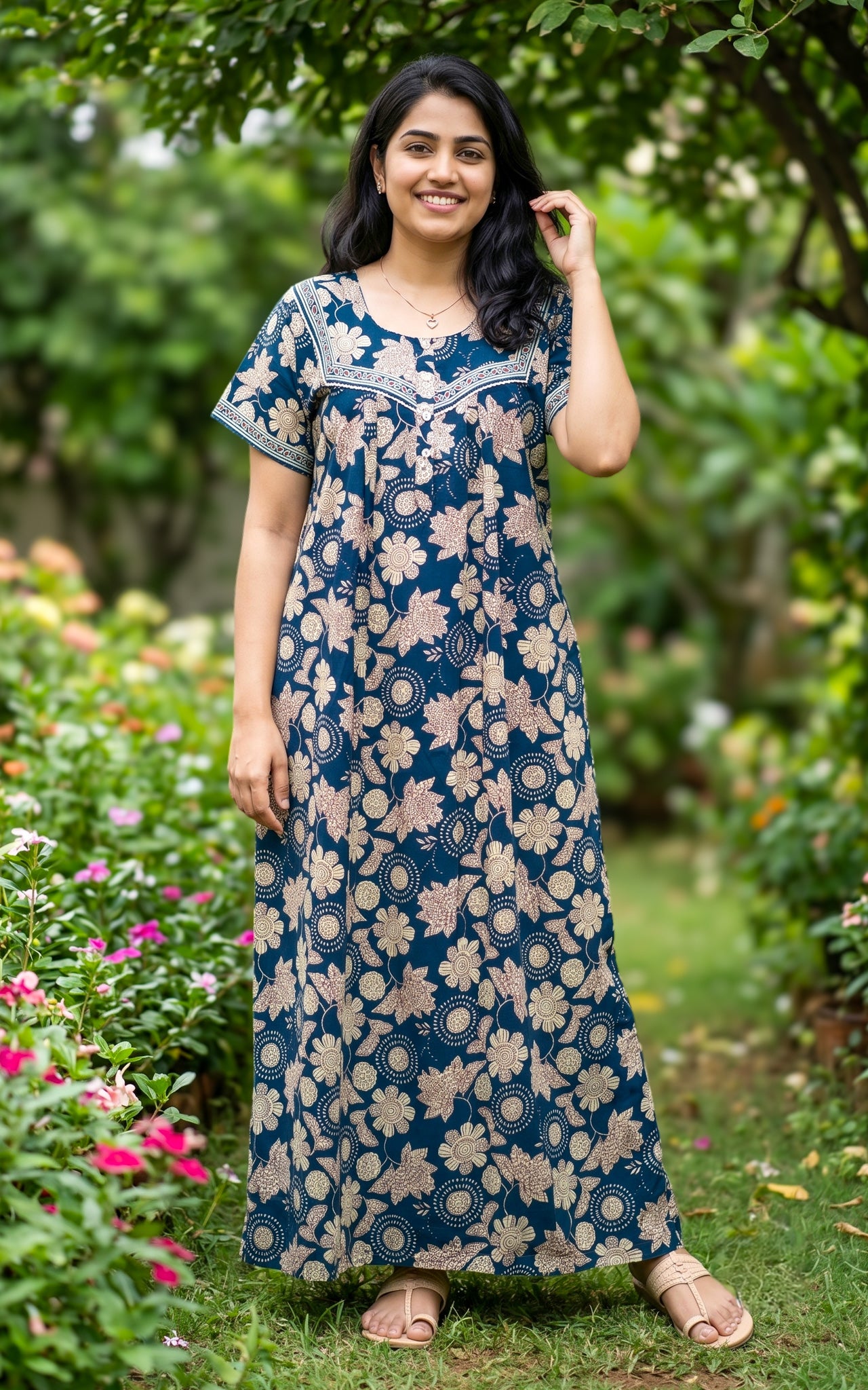 Cotton Straight Fit Nighty-162SS9C