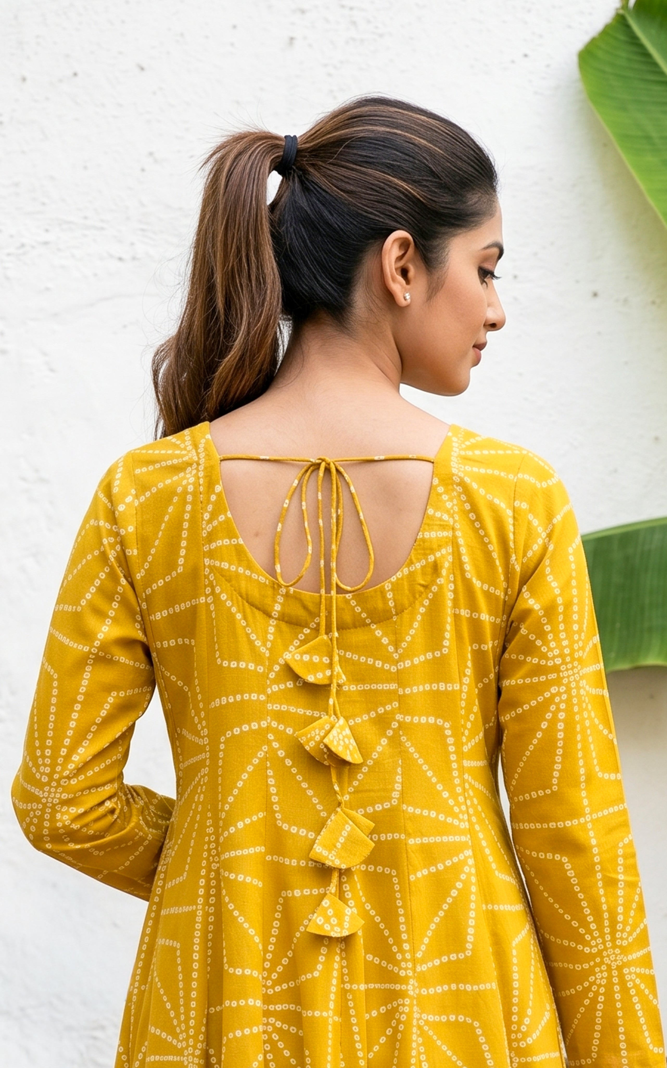 Lemon Yellow Cotton Festive Wear Kurti Women
