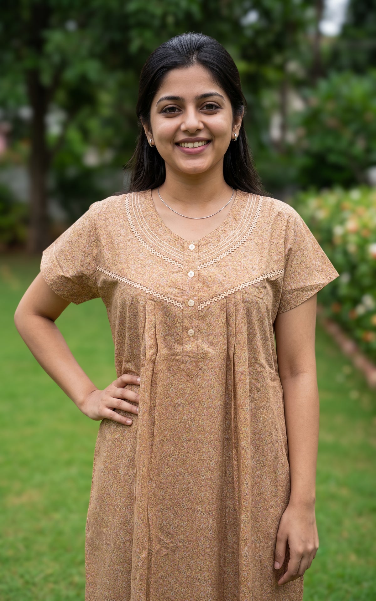 Cotton Straight Fit Nighty-166SS1C