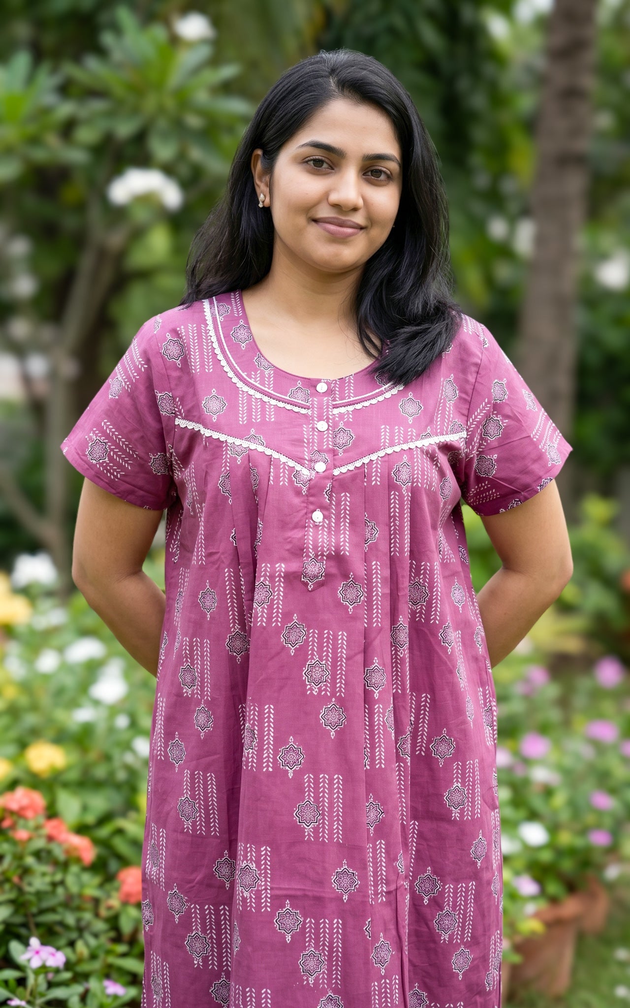 Cotton Straight Fit Nighty-162SS10