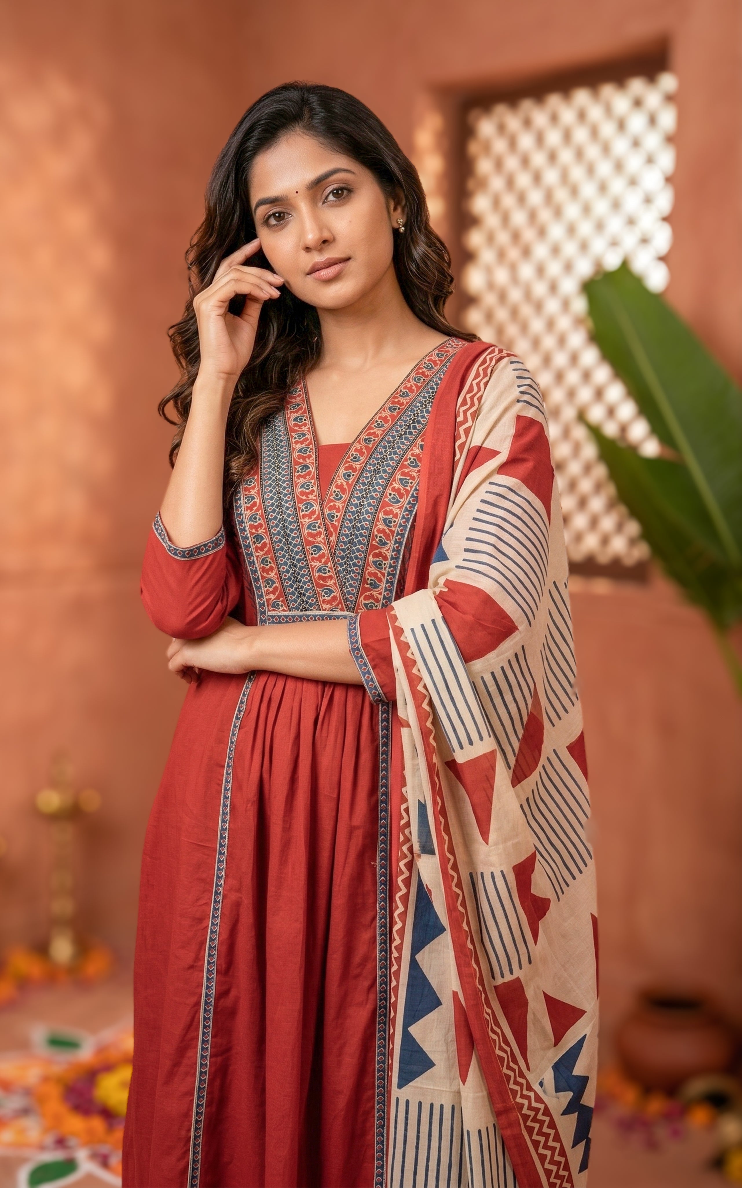 Hananya Maroon (Kurti+Pant+Dupatta)