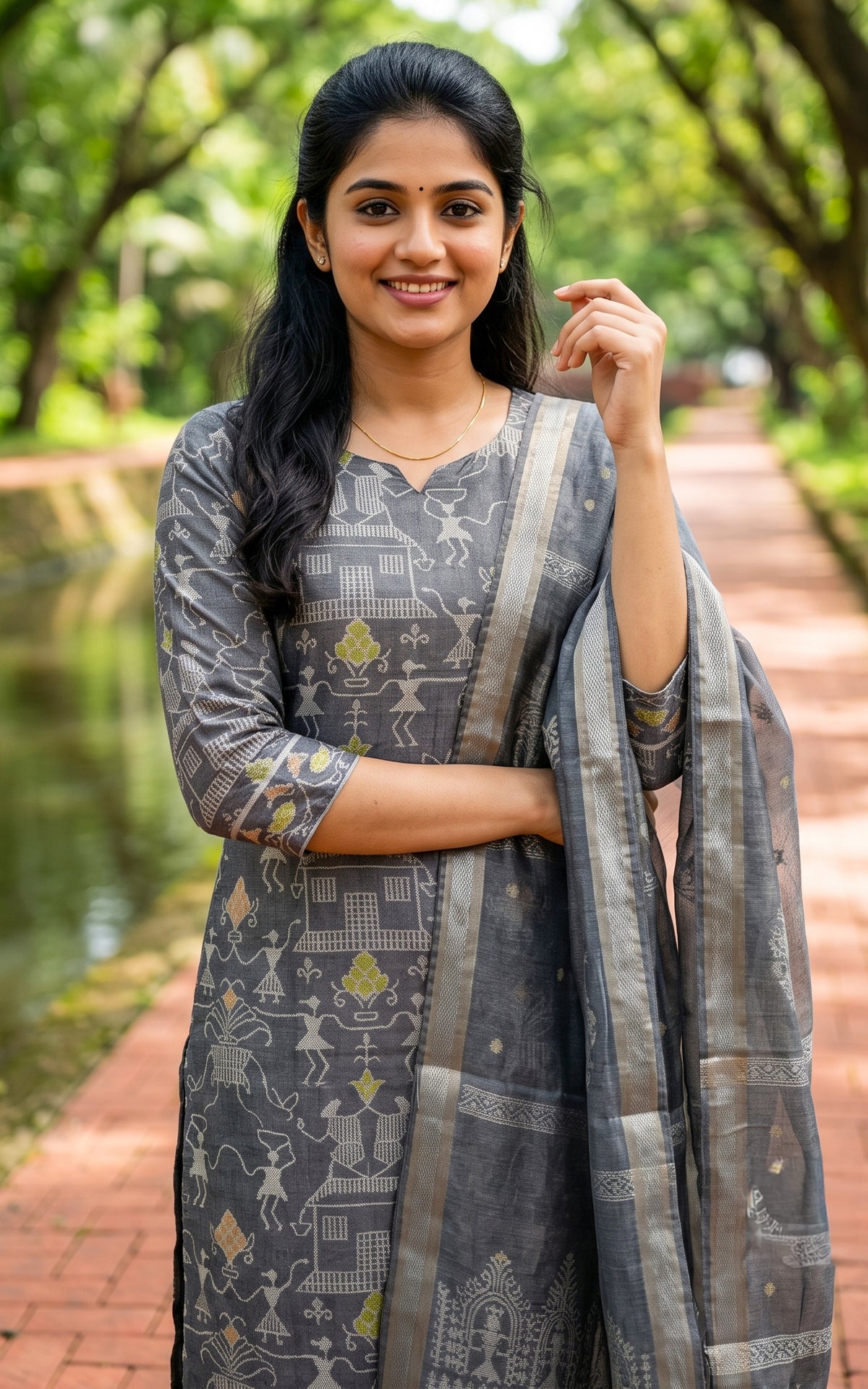 Farhana Dark Grey (Kurti+Pant+Dupatta)