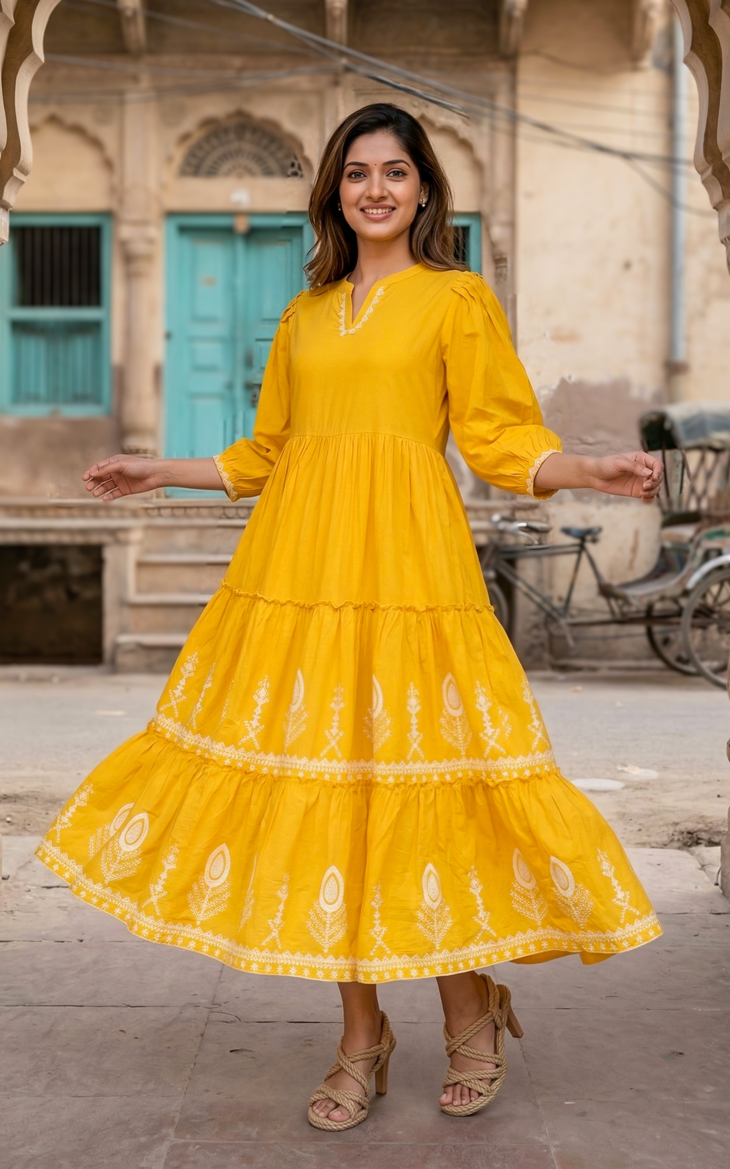 Tier cut kurti with a graceful and elegant look.