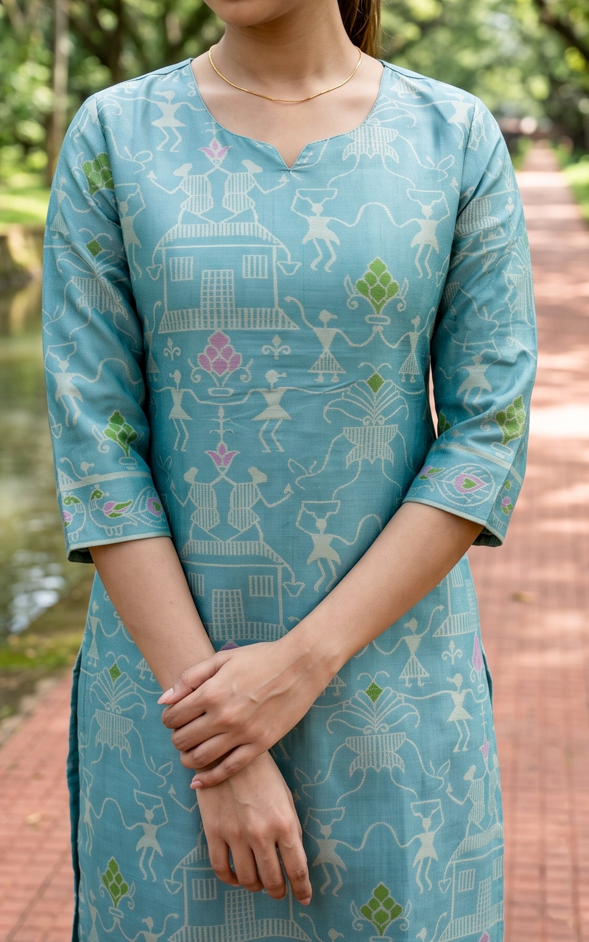 Farhana Pastel Blue (Kurti+Pant+Dupatta)