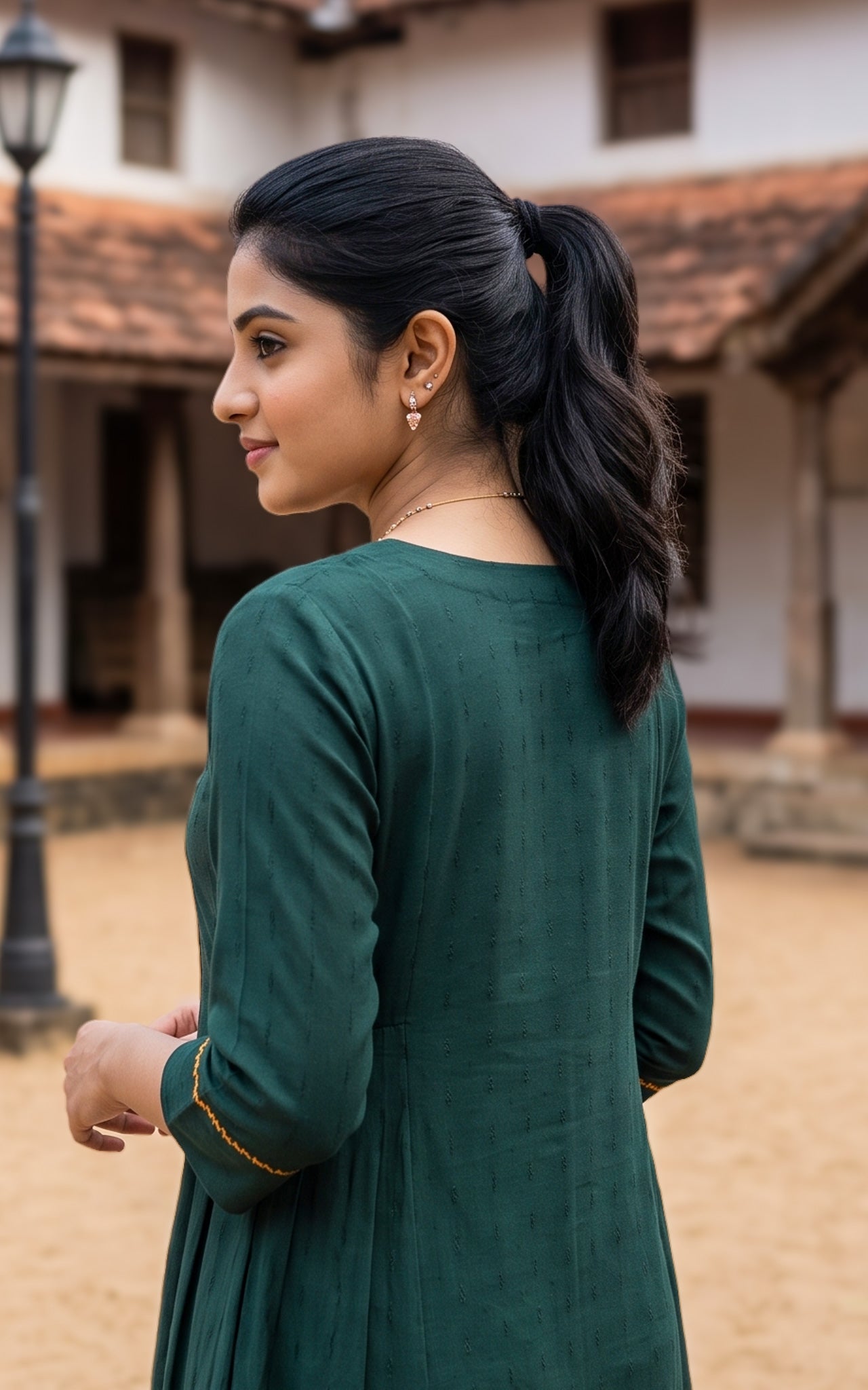 Green Traditional Anarkali Kurti for Women
