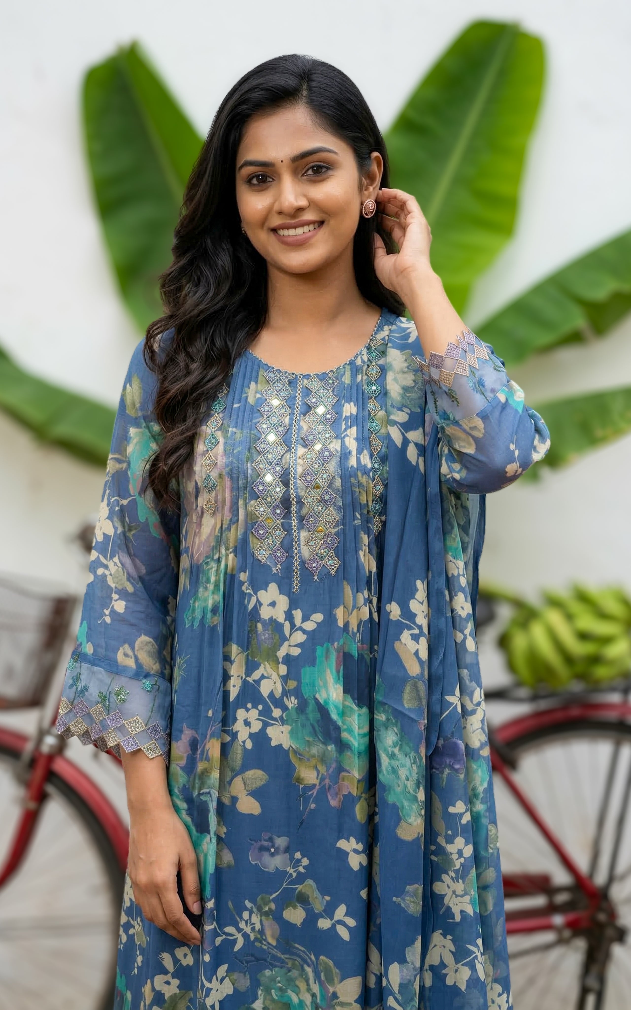 Nilashree Blue (Kurti+Pant+Dupatta)