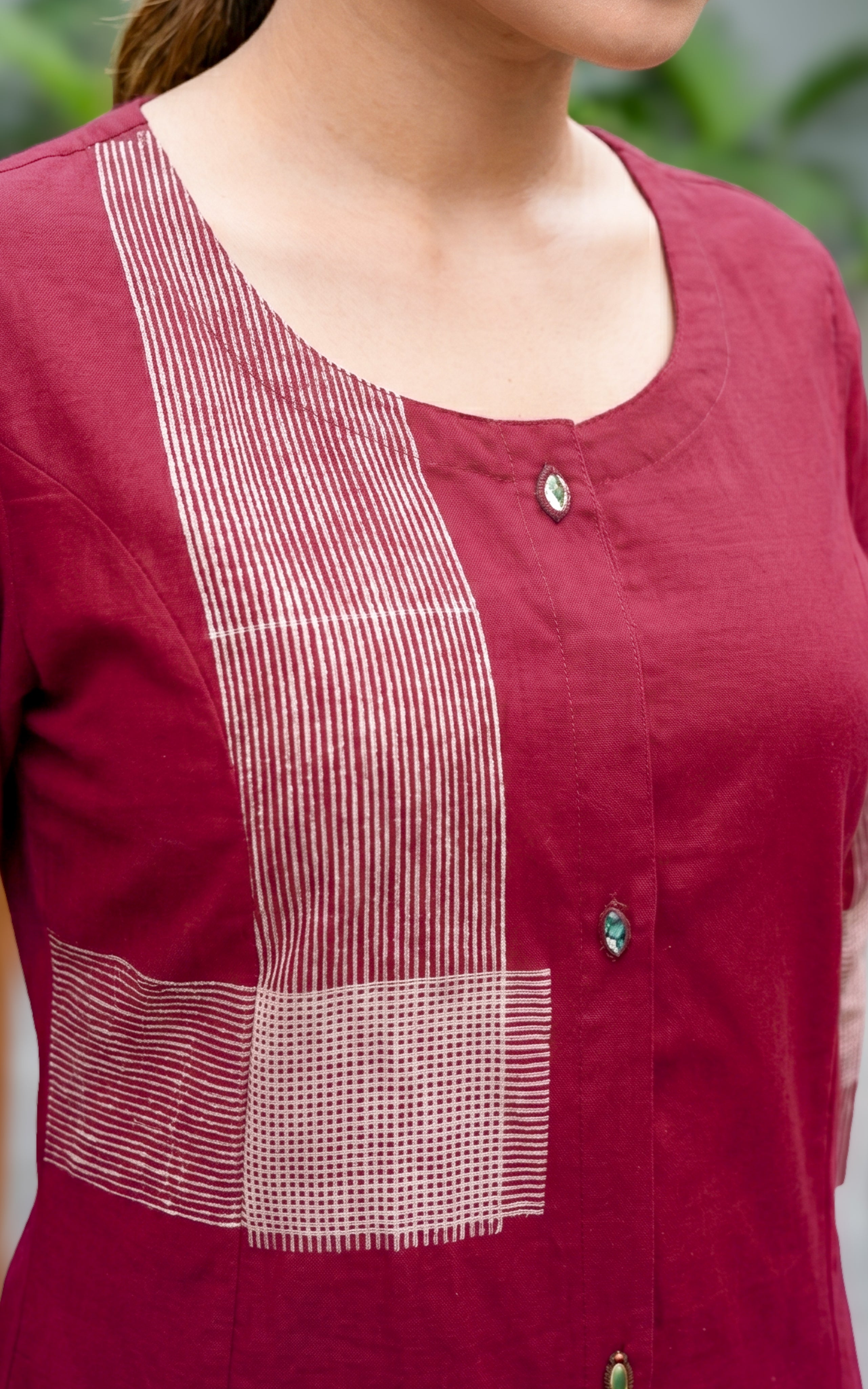 Instore – Maroon Cotton Kurti for Women – Handblock Printed – Ethnic Wear