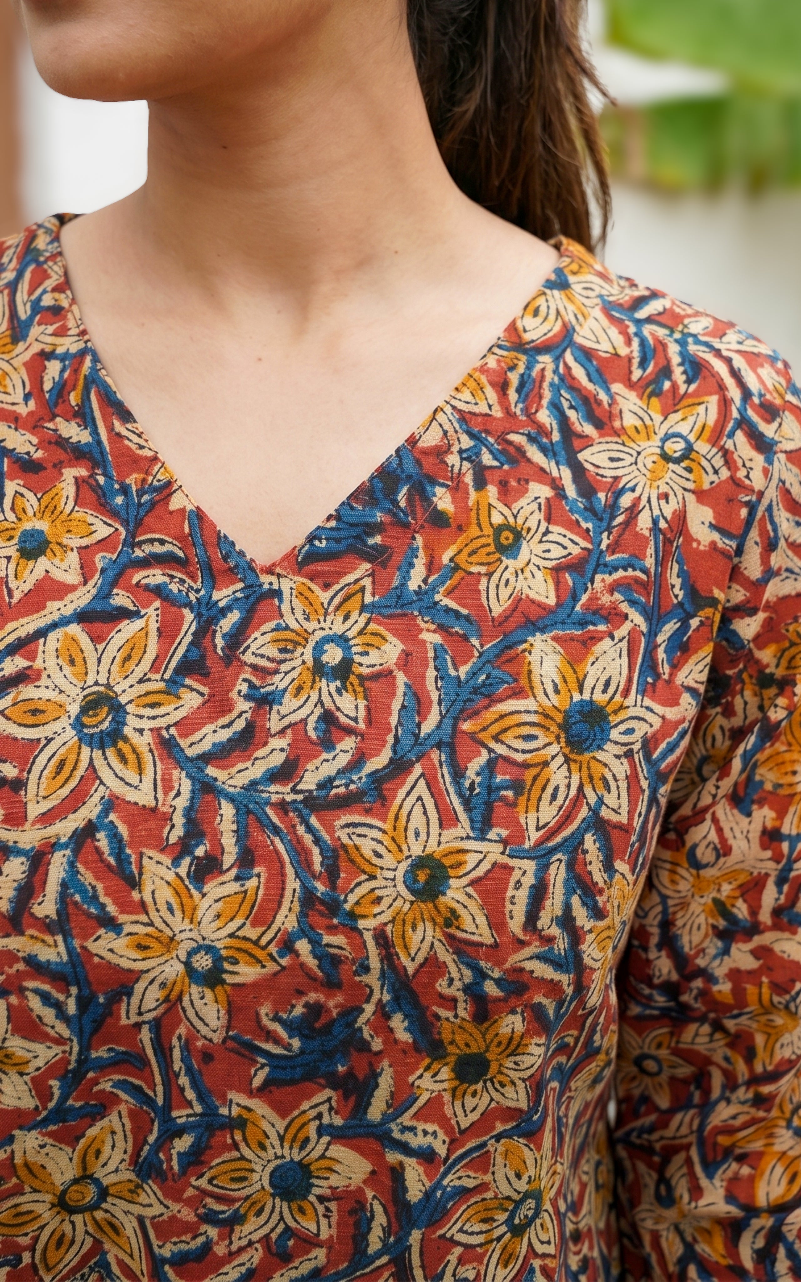 Kalamkari Straight Cut Kurti Traditional Wear Women