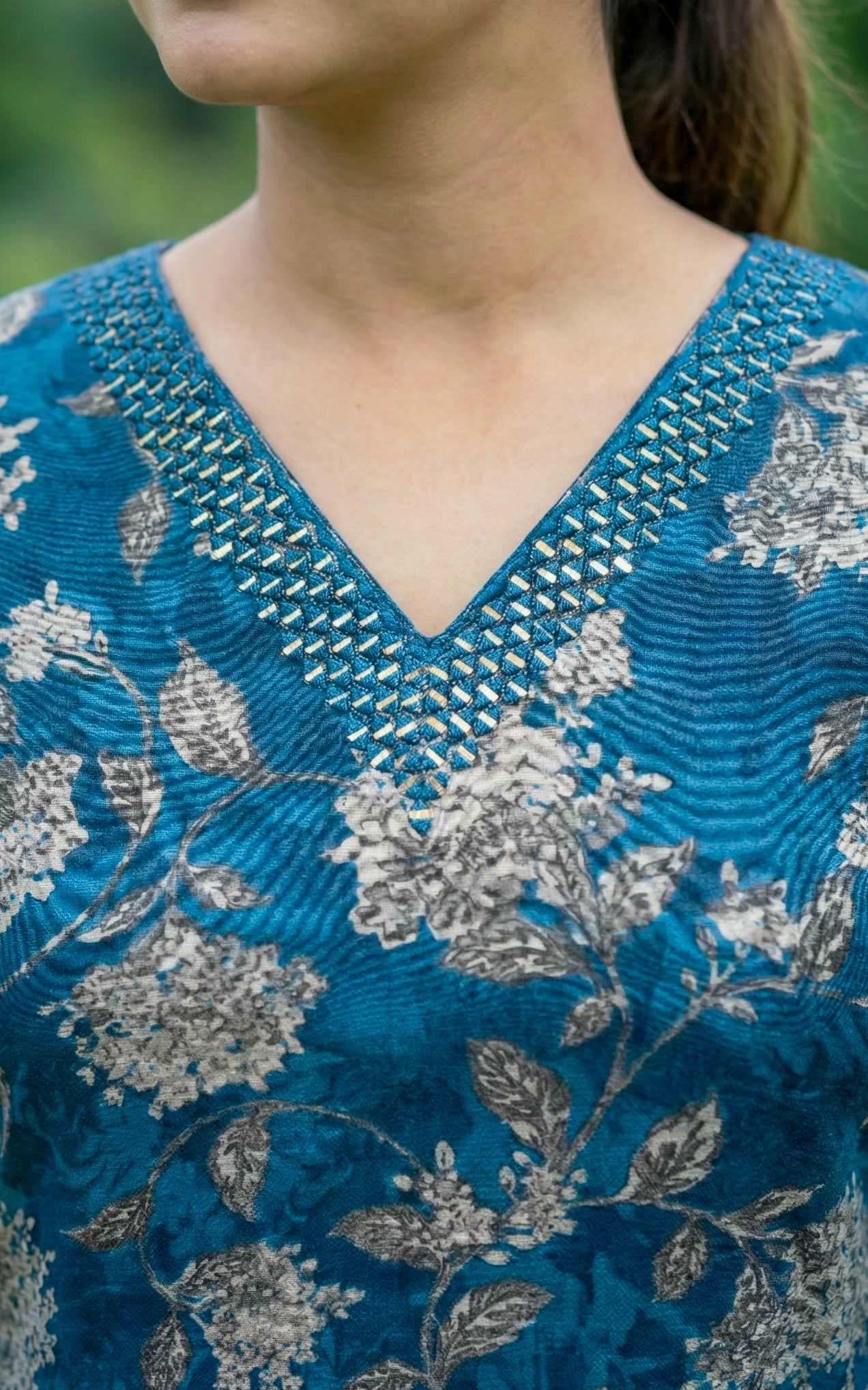 Floral print straight cut kurti sets