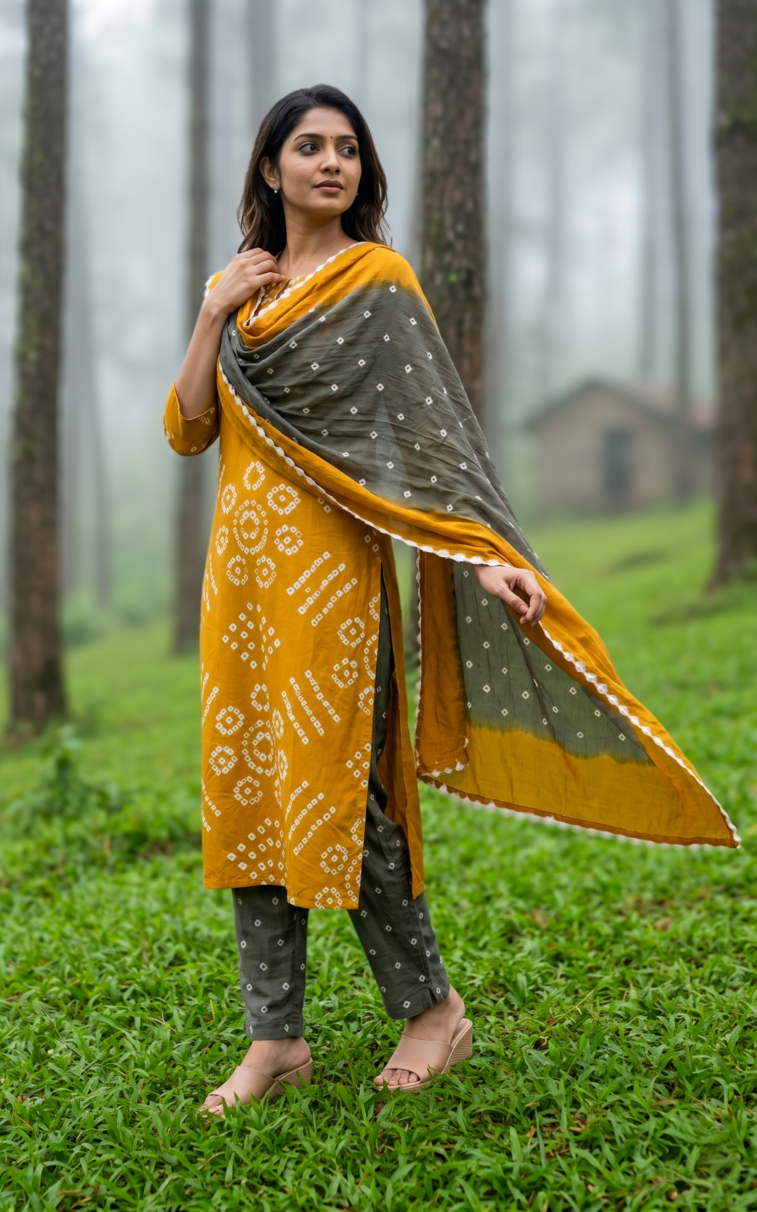 Rithushka Mustard (Kurti+Pant+Dupatta)