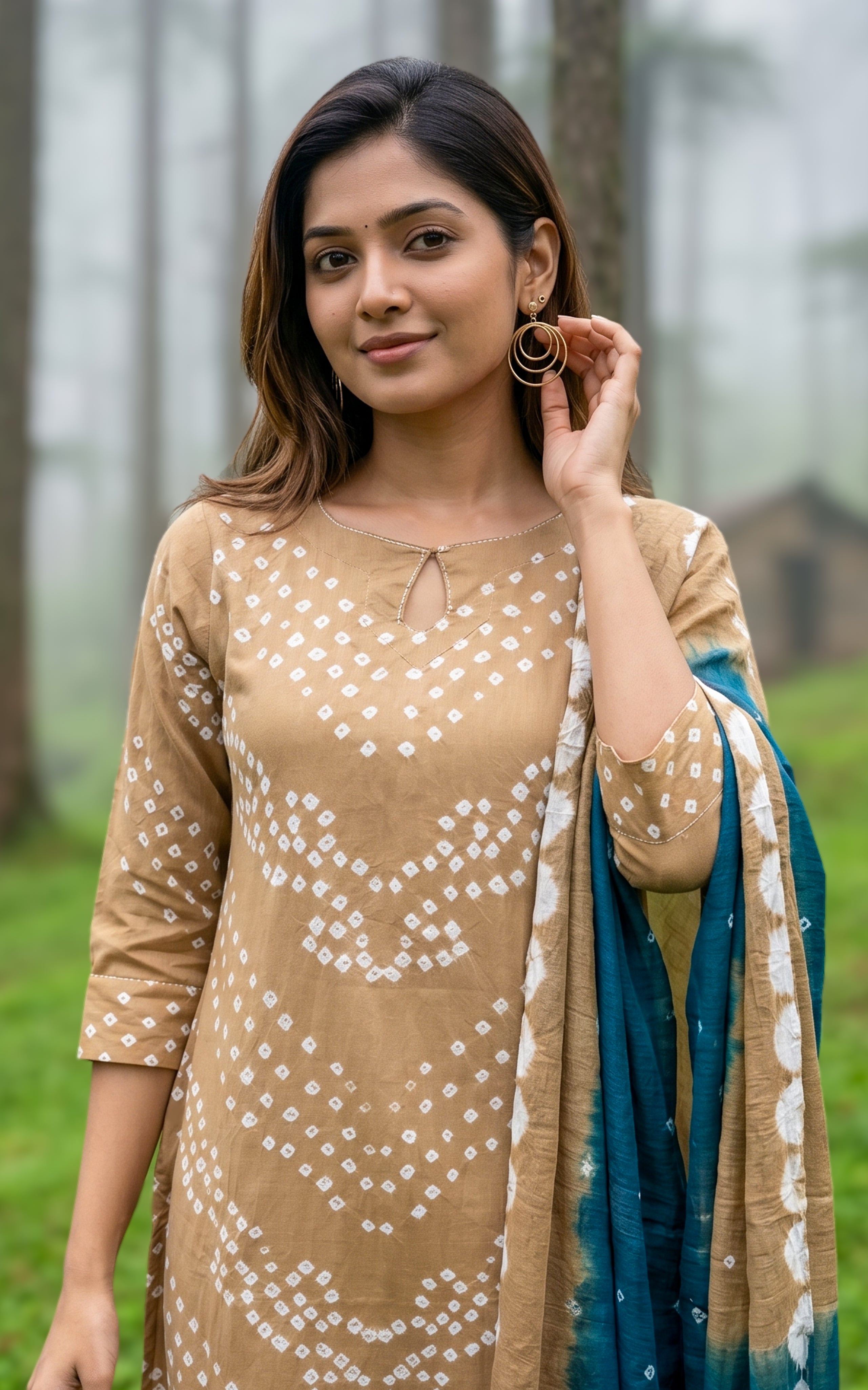 Rithushka Khaki Brown (Kurti+Pant+Dupatta)
