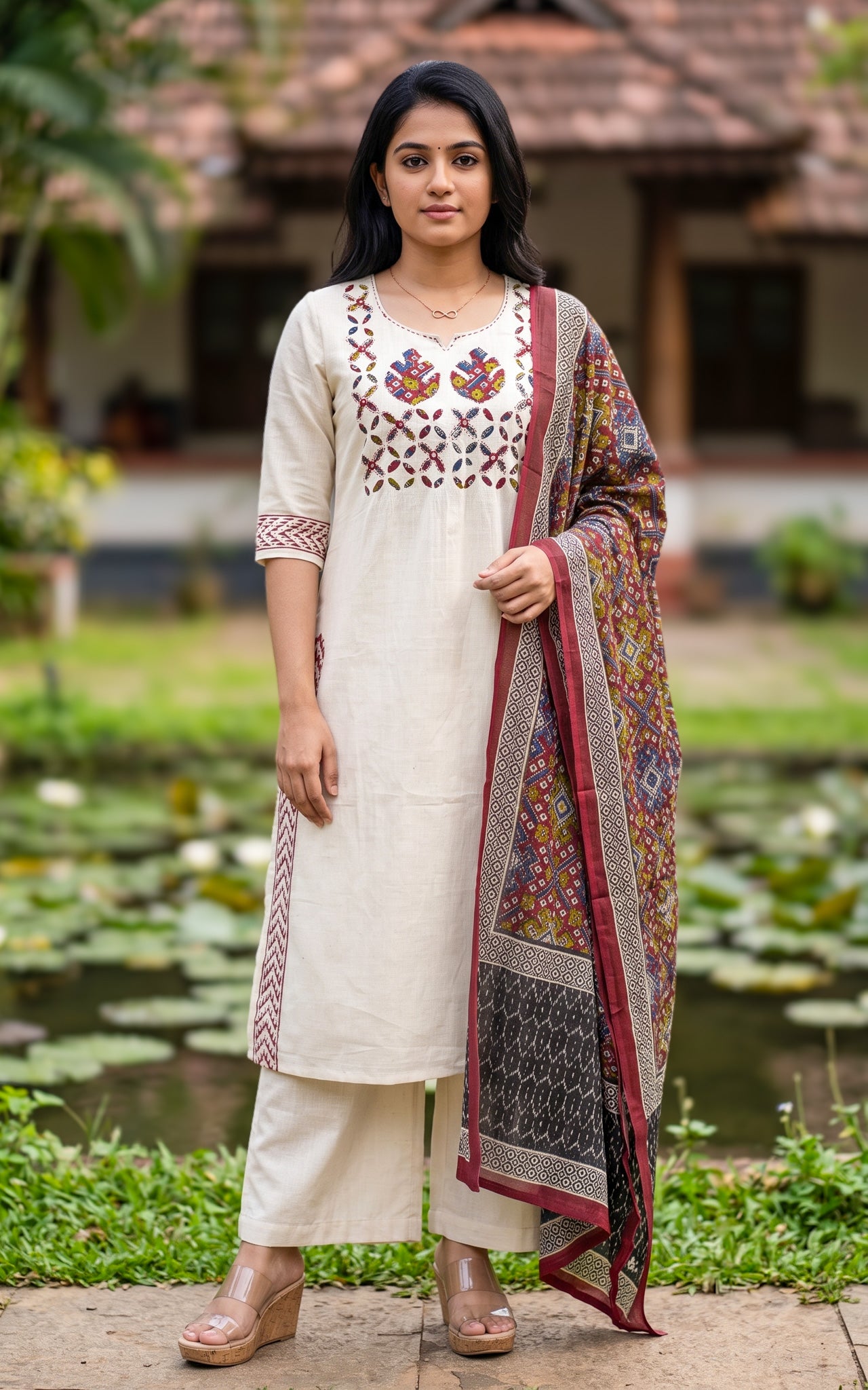 Viviana Handblock C (Kurti+Pant+Dupatta)