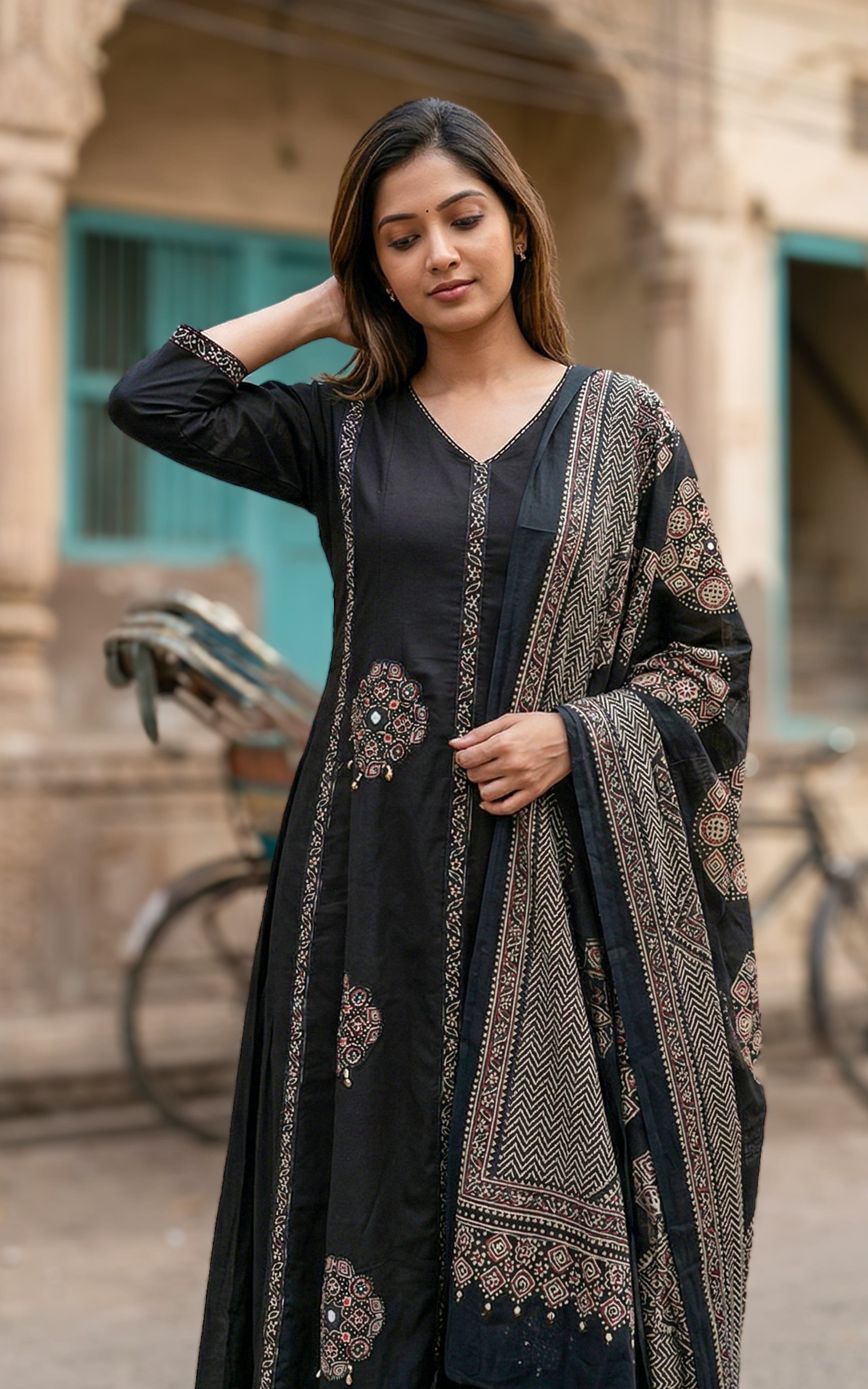 Cotton Anarkali kurti with dupatta for women