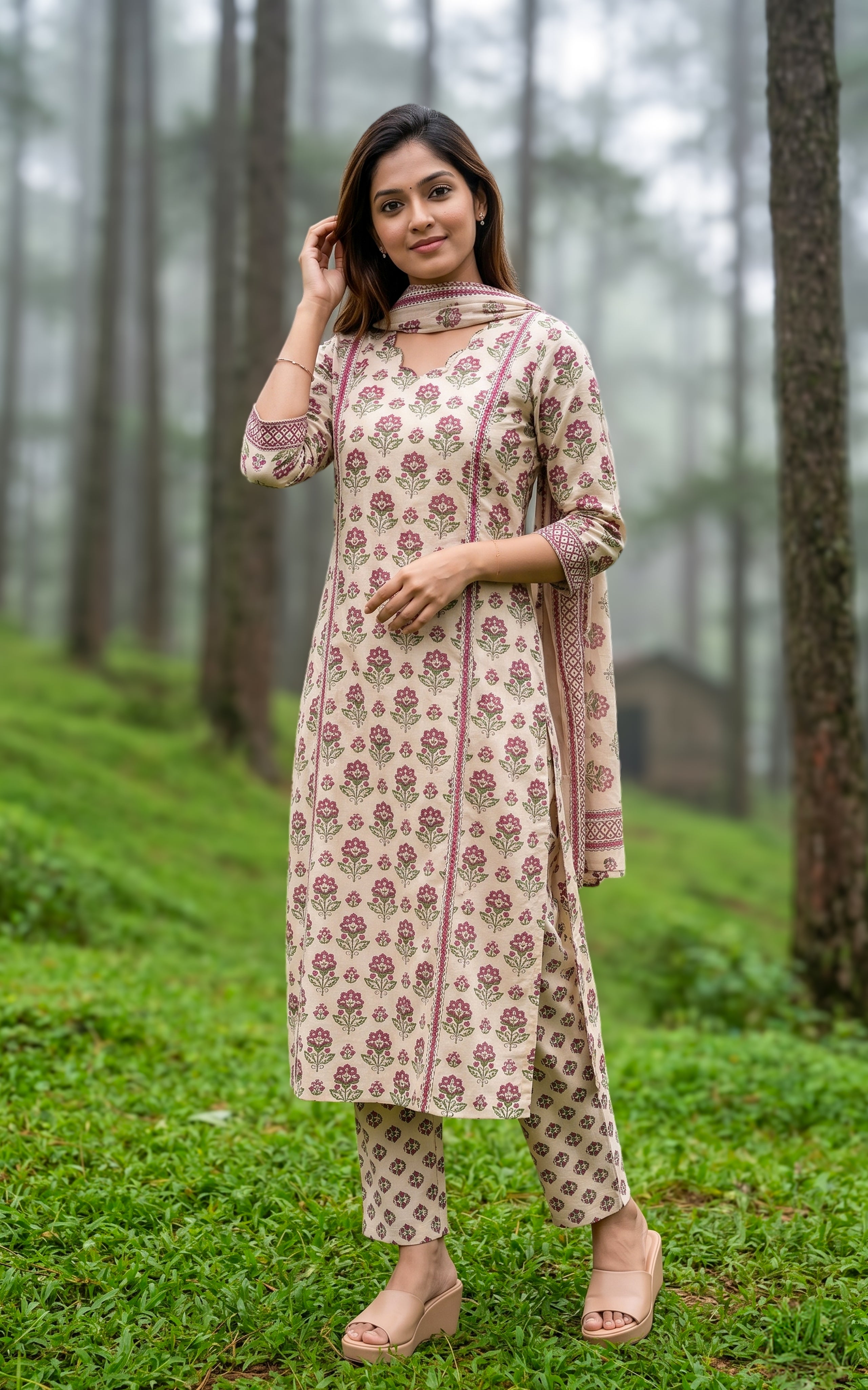 Mythiri Beige (Kurti+Pant+Dupatta)