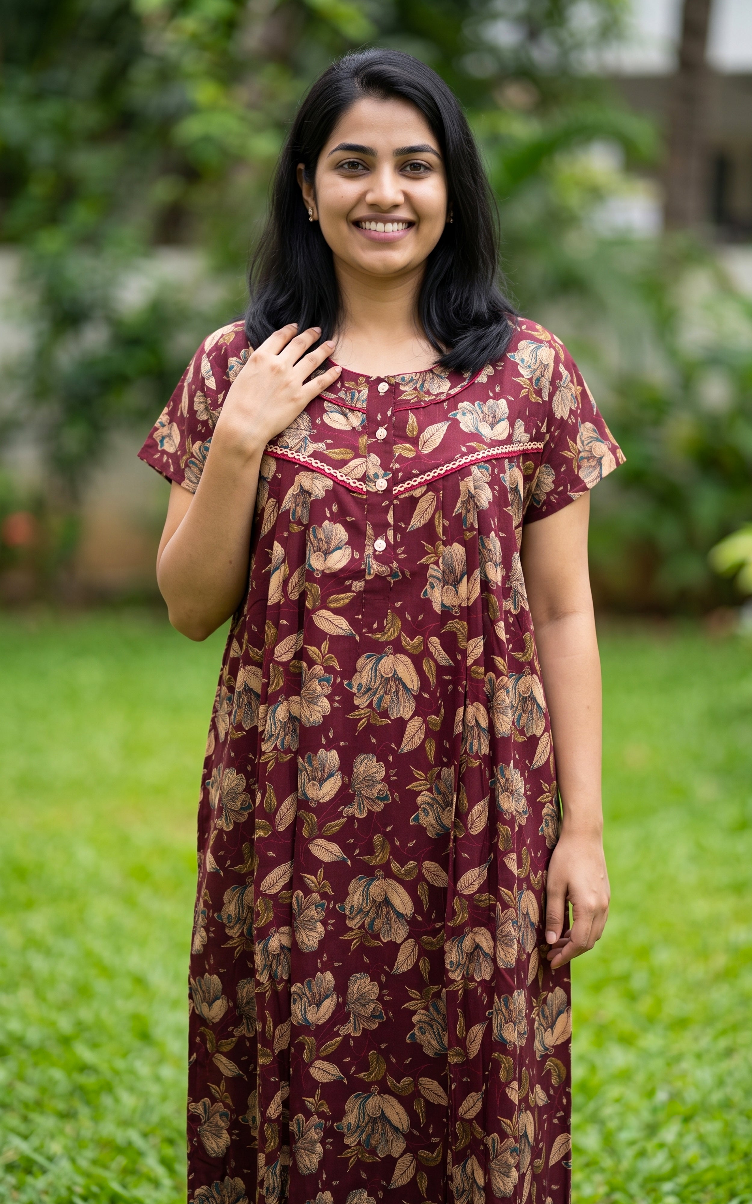 Cotton Straight Fit Nighty-164SS2A