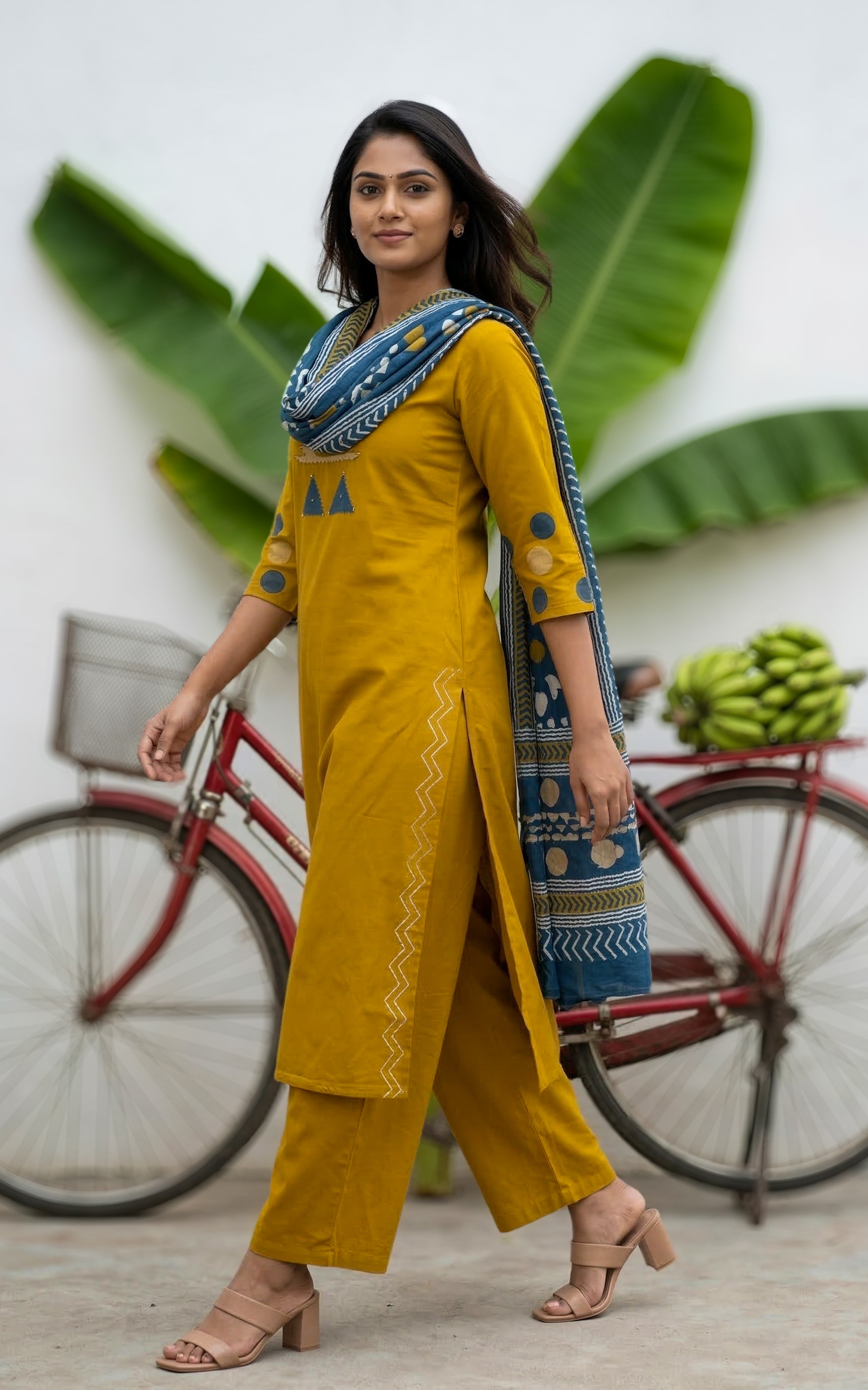 office wear cotton kurti set
simple formal kurti set for office
decent cotton kurti for work
minimal block print kurti