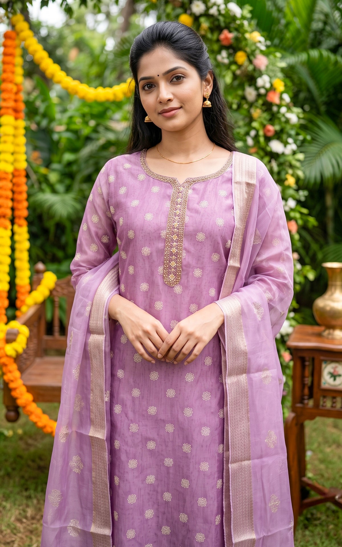 Camila Lavender (Kurti+Pant+Dupatta)