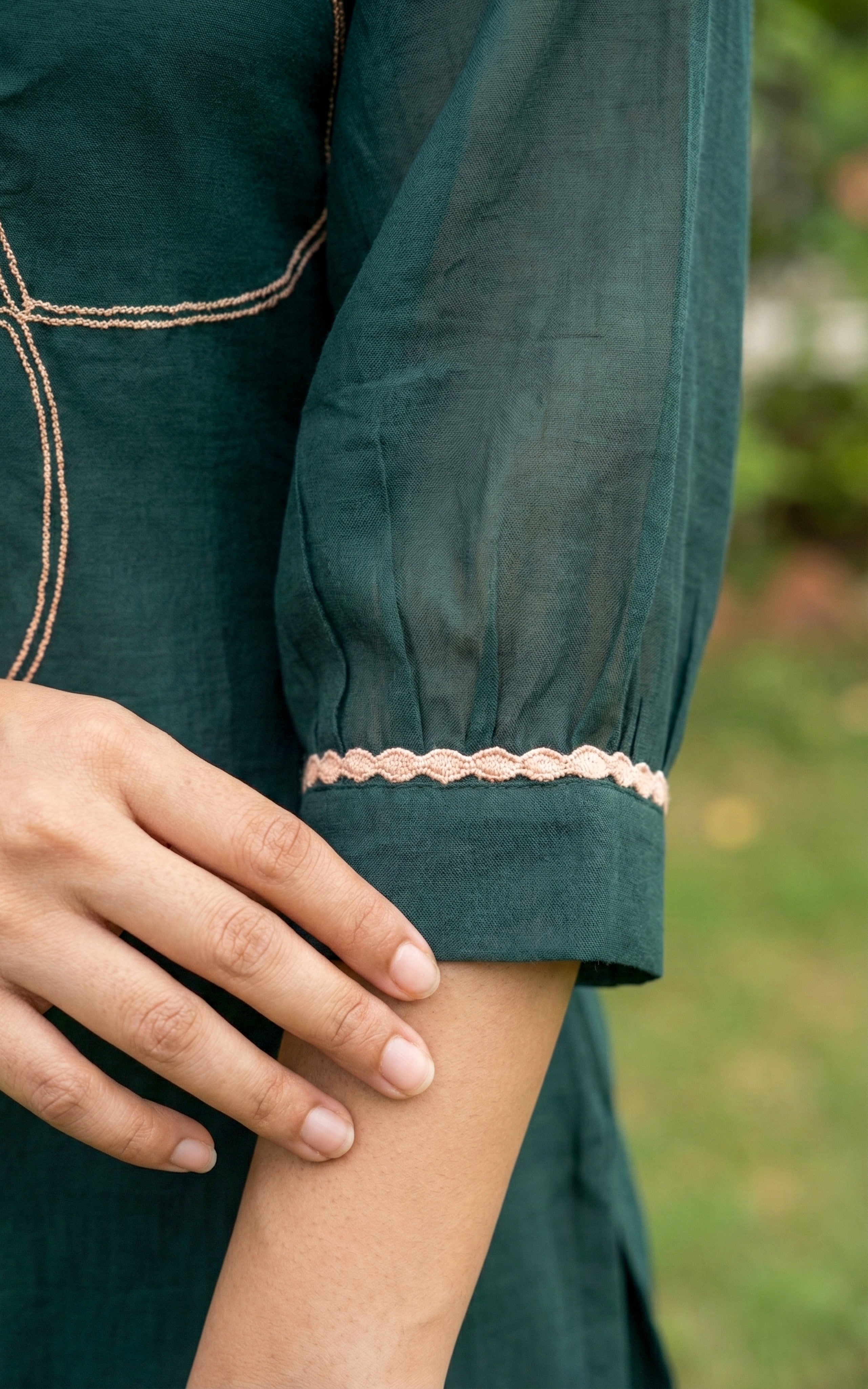 A-line kurti with 3/4 sleeves