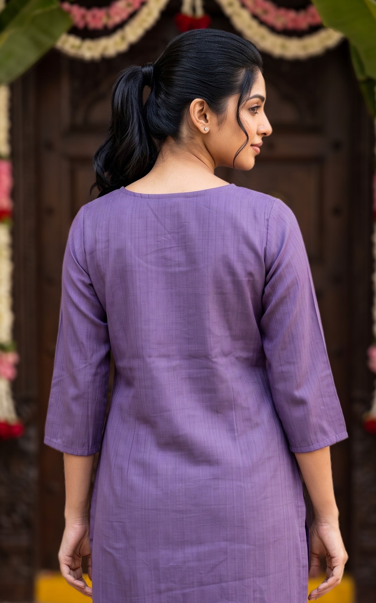 Deep Purple Art Silk Blend Straight Cut Kurti for Women